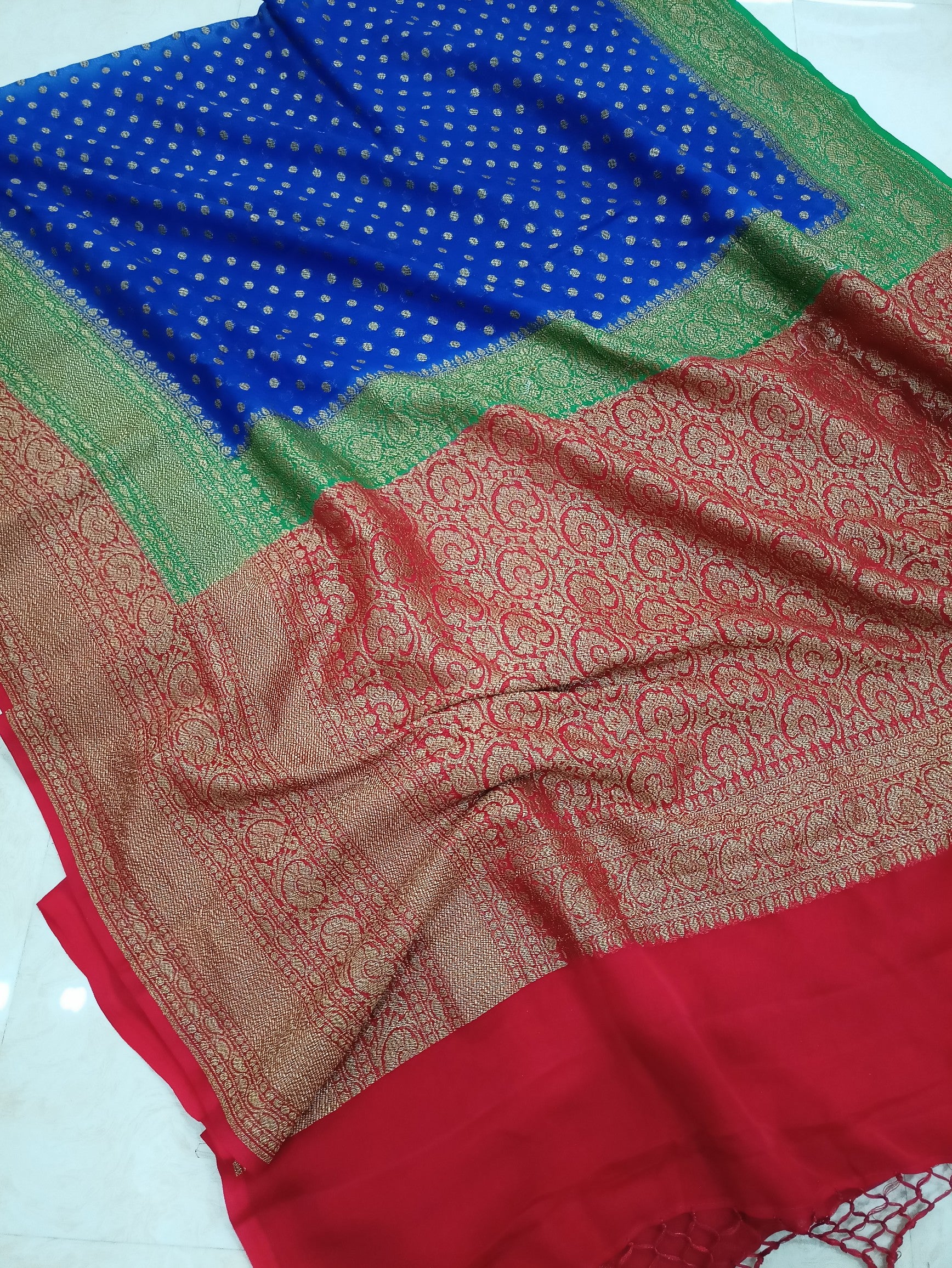 Khaddi Georgette Banarasi Saree - Antique Zari - The Crafts Clothing