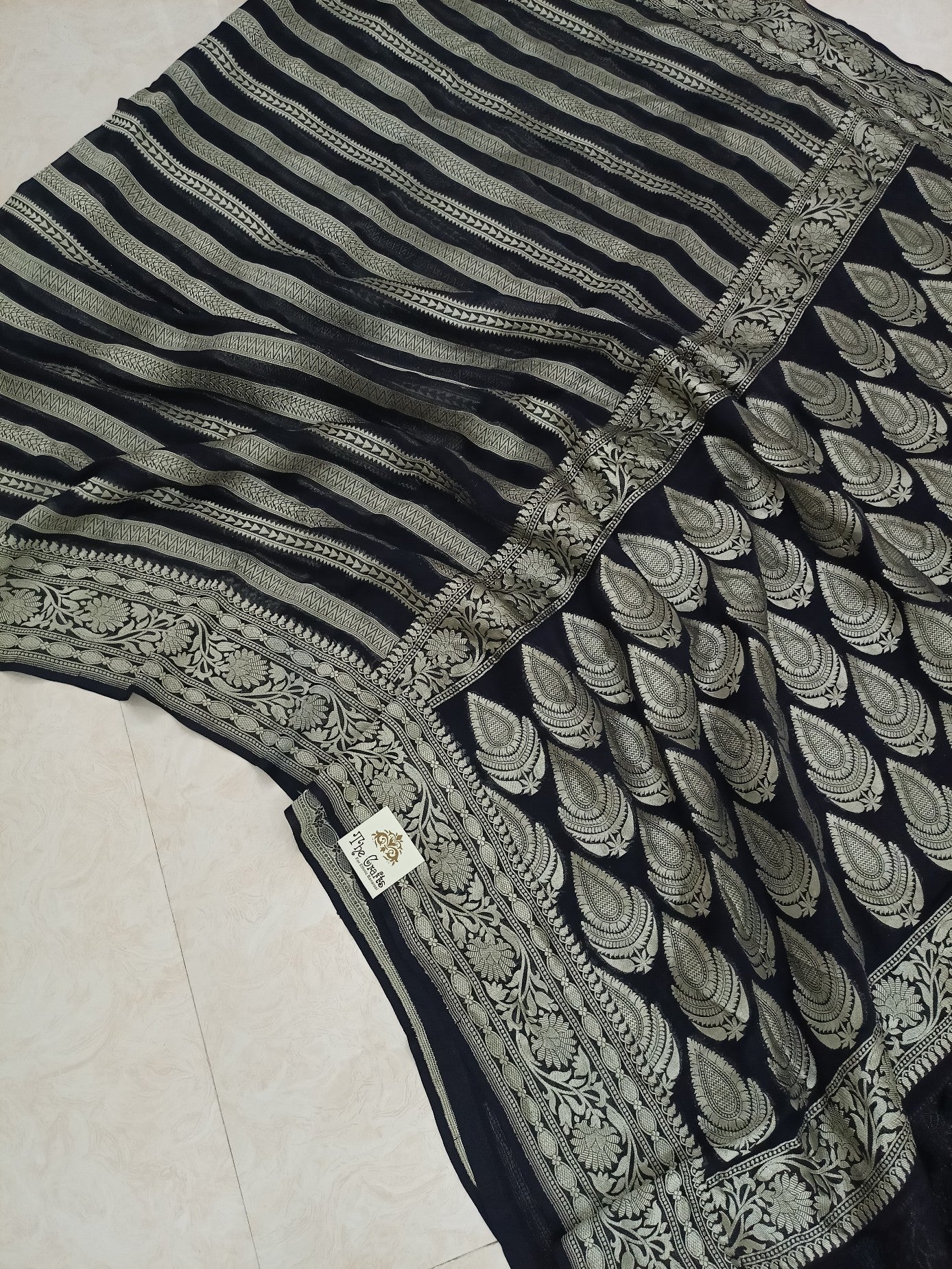 Khaddi Georgette Handloom Banarasi Saree - Water Zari - The Crafts Clothing