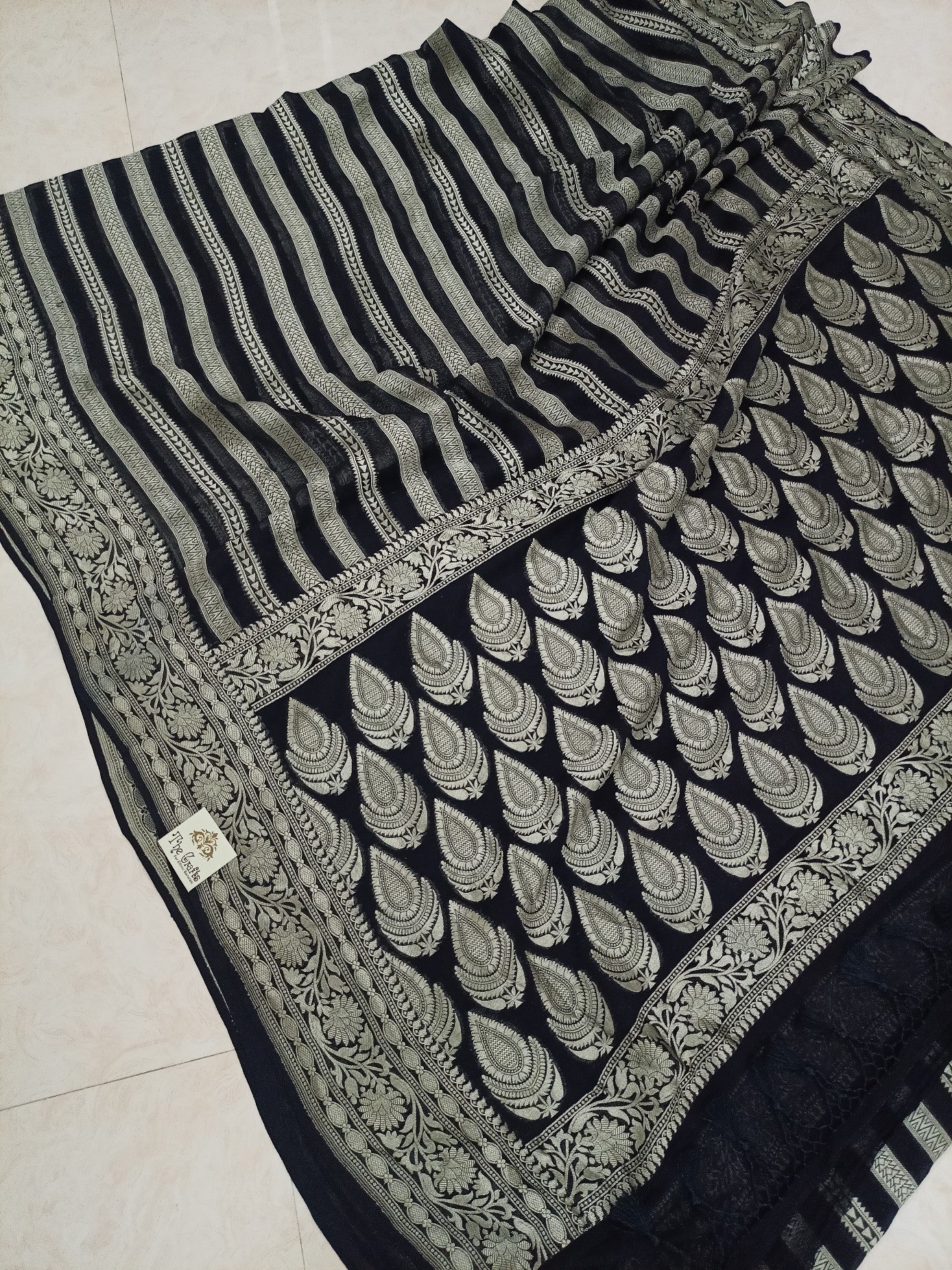 Khaddi Georgette Handloom Banarasi Saree - Water Zari - The Crafts Clothing