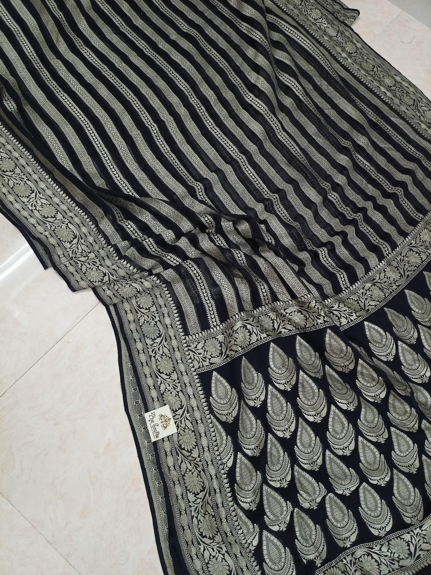 Khaddi Georgette Handloom Banarasi Saree - Water Zari - The Crafts Clothing