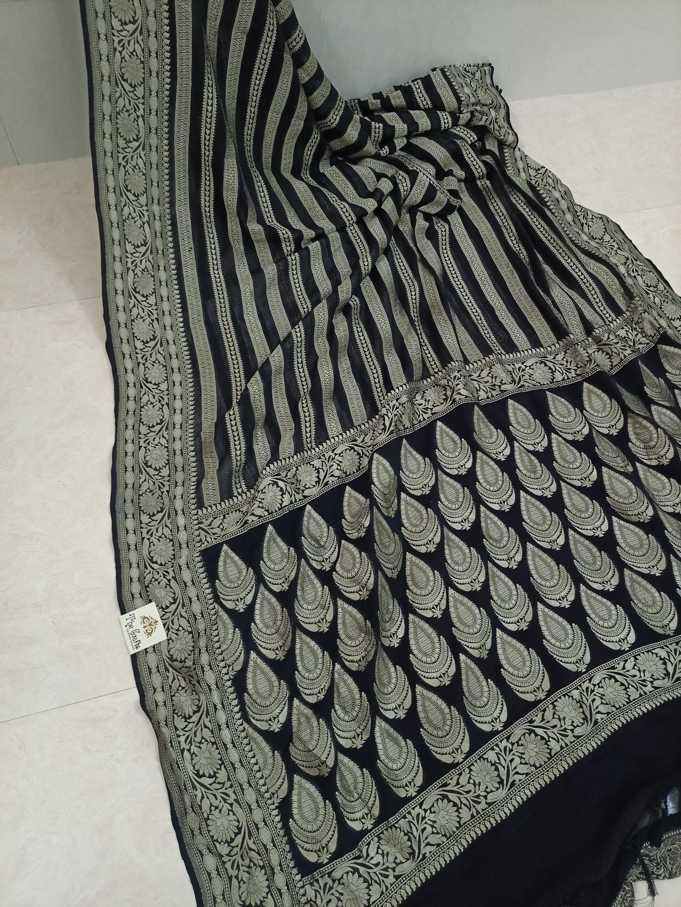Khaddi Georgette Handloom Banarasi Saree - Water Zari - The Crafts Clothing