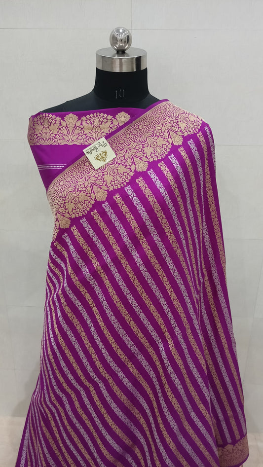 Pure Katan Silk Handloom Banarasi Saree - Sona roopa with kadhua border - The Crafts Clothing