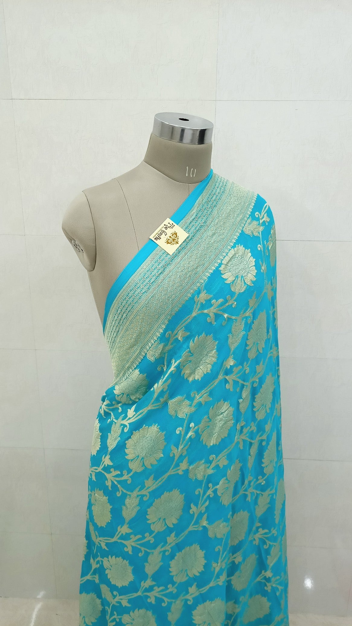 Khaddi Georgette Banarasi Saree - Water Zari - The Crafts Clothing