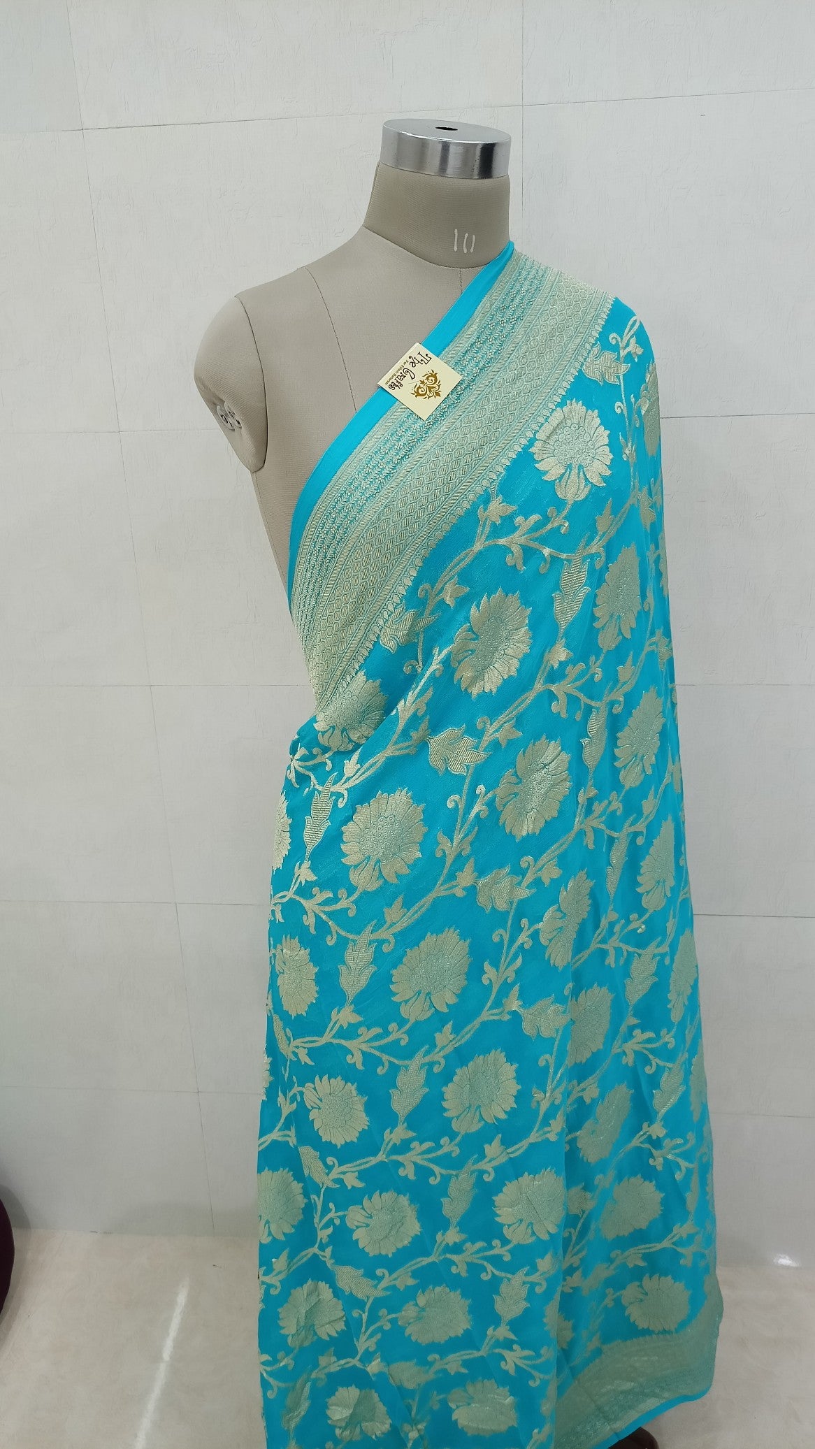 Khaddi Georgette Banarasi Saree - Water Zari - The Crafts Clothing