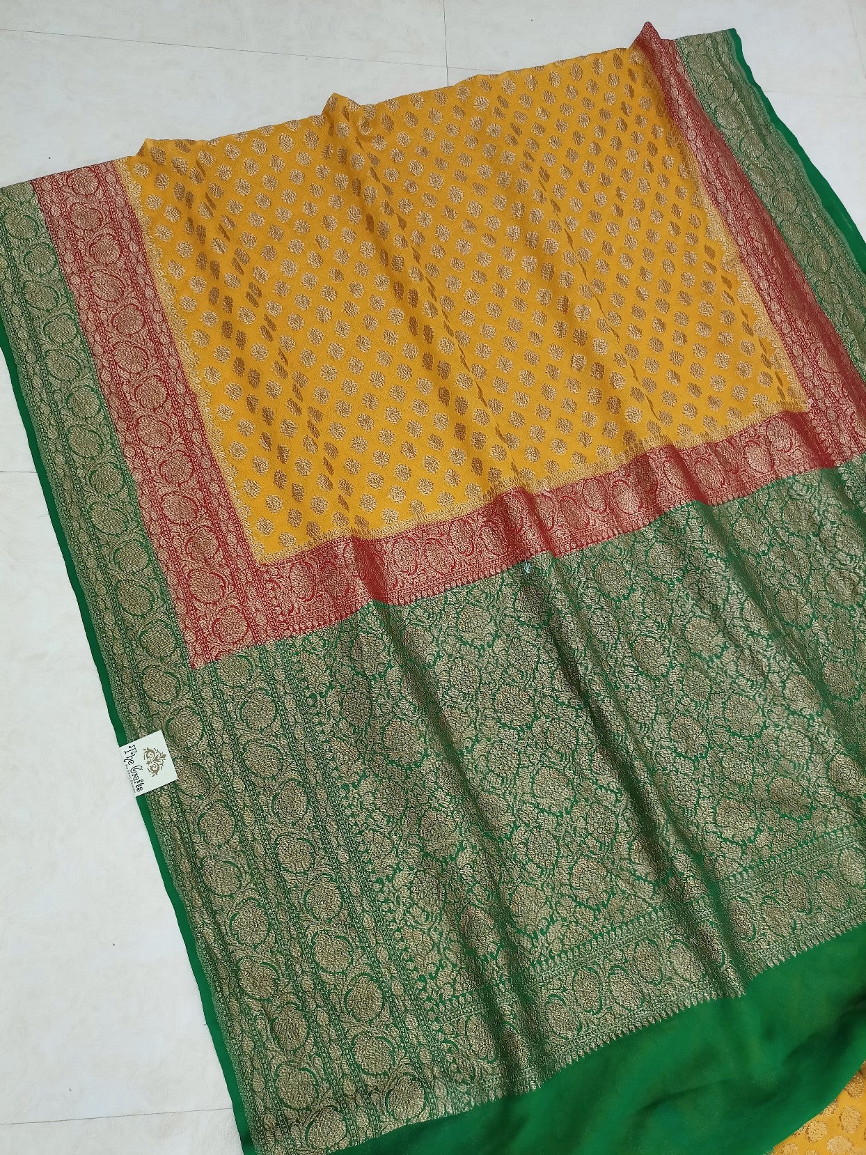 Khaddi Georgette Banarasi Saree - Antique Zari