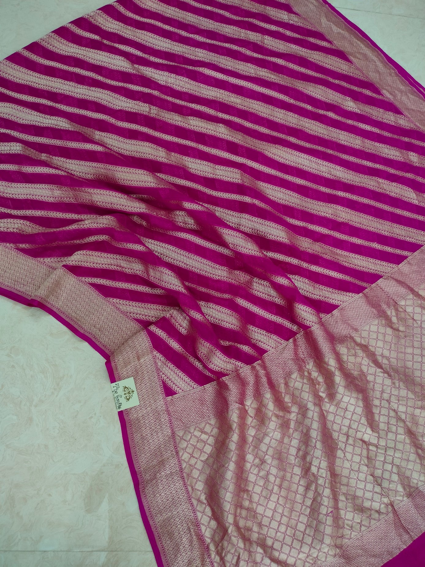 Hot Pink Khaddi Georgette Banarasi Saree - Water Zari