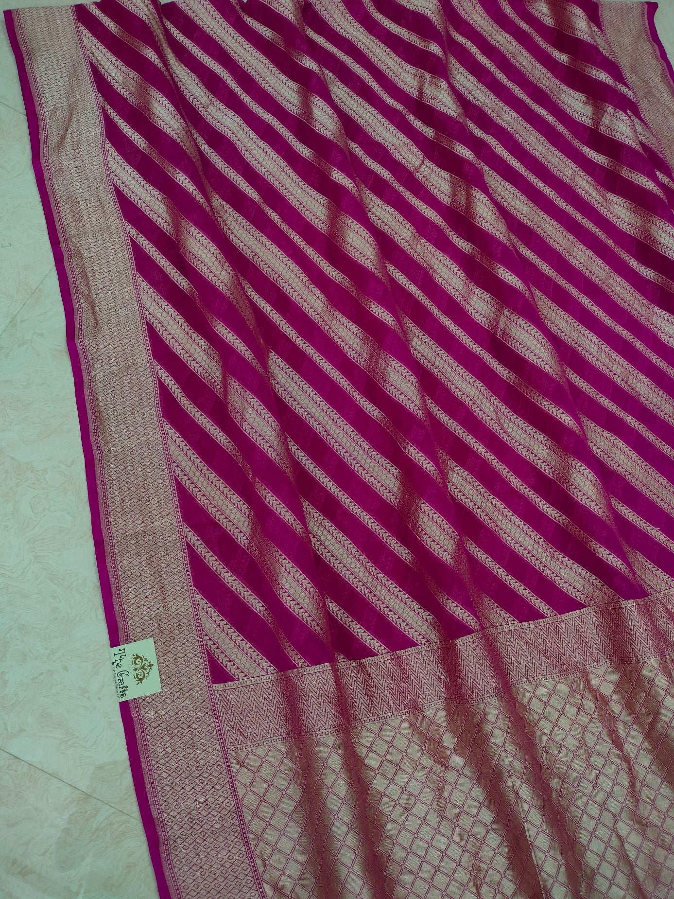 Hot Pink Khaddi Georgette Banarasi Saree - Water Zari