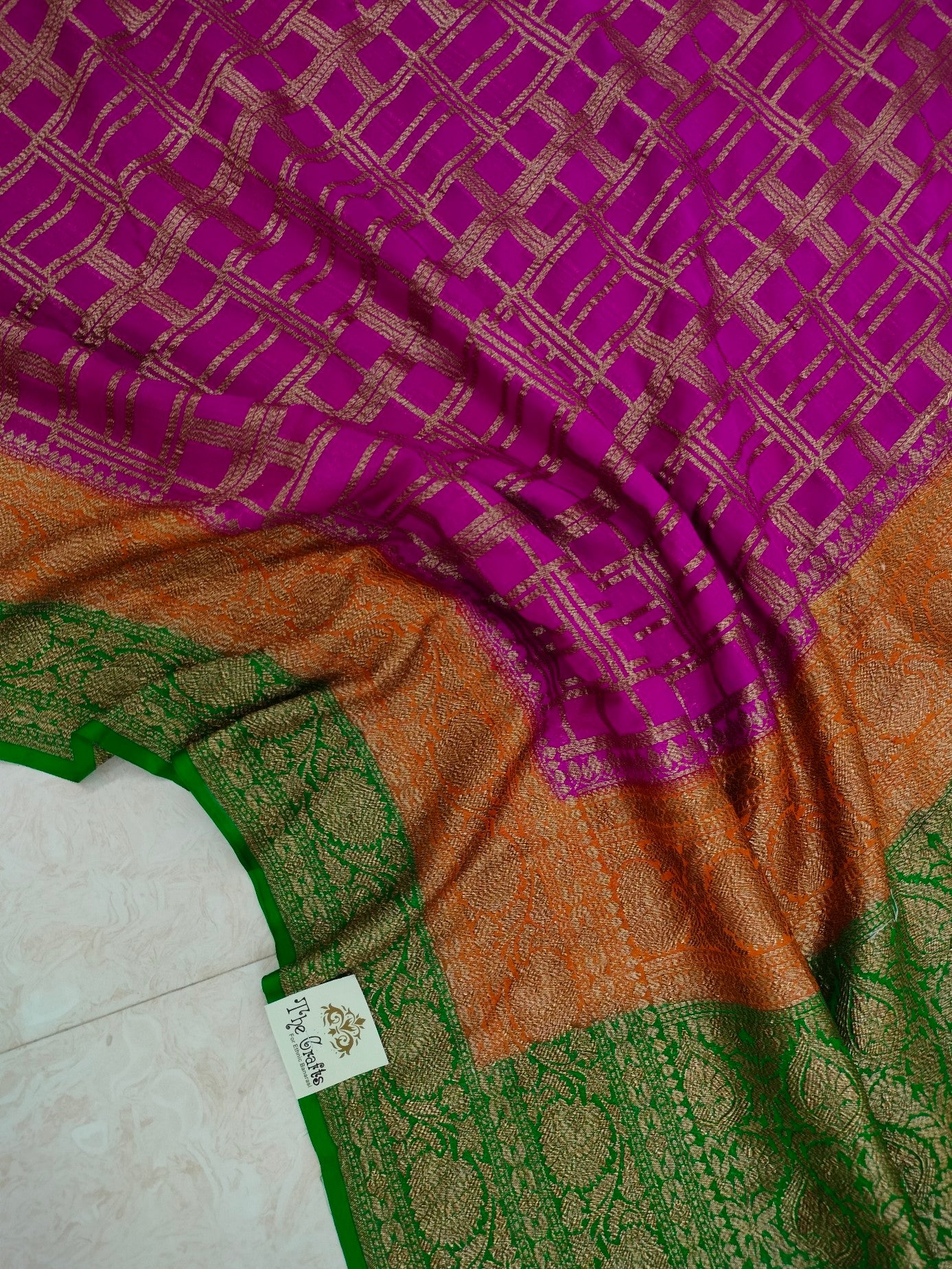 Khaddi Georgette Banarasi Saree - Antique Zari