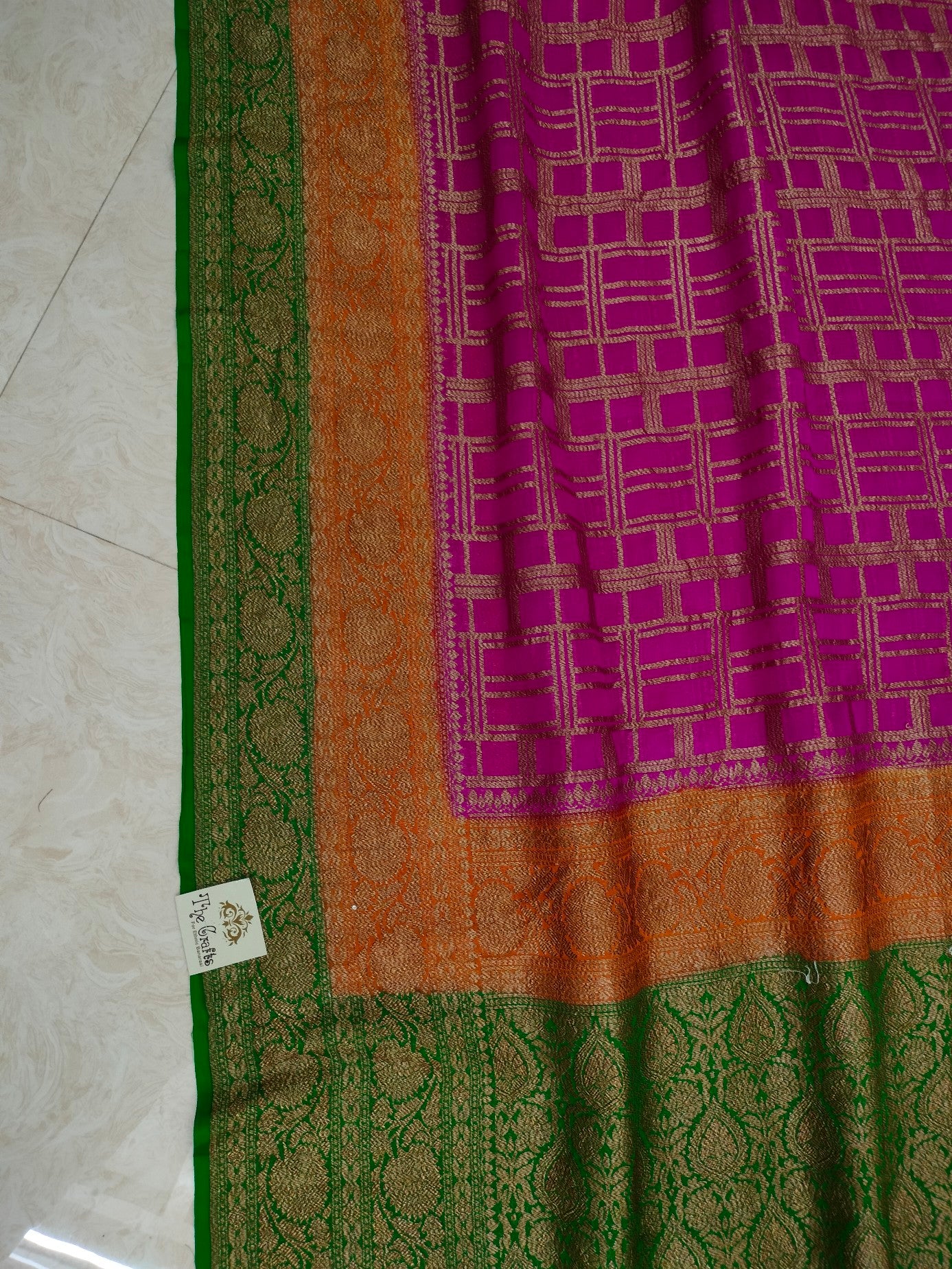 Khaddi Georgette Banarasi Saree - Antique Zari