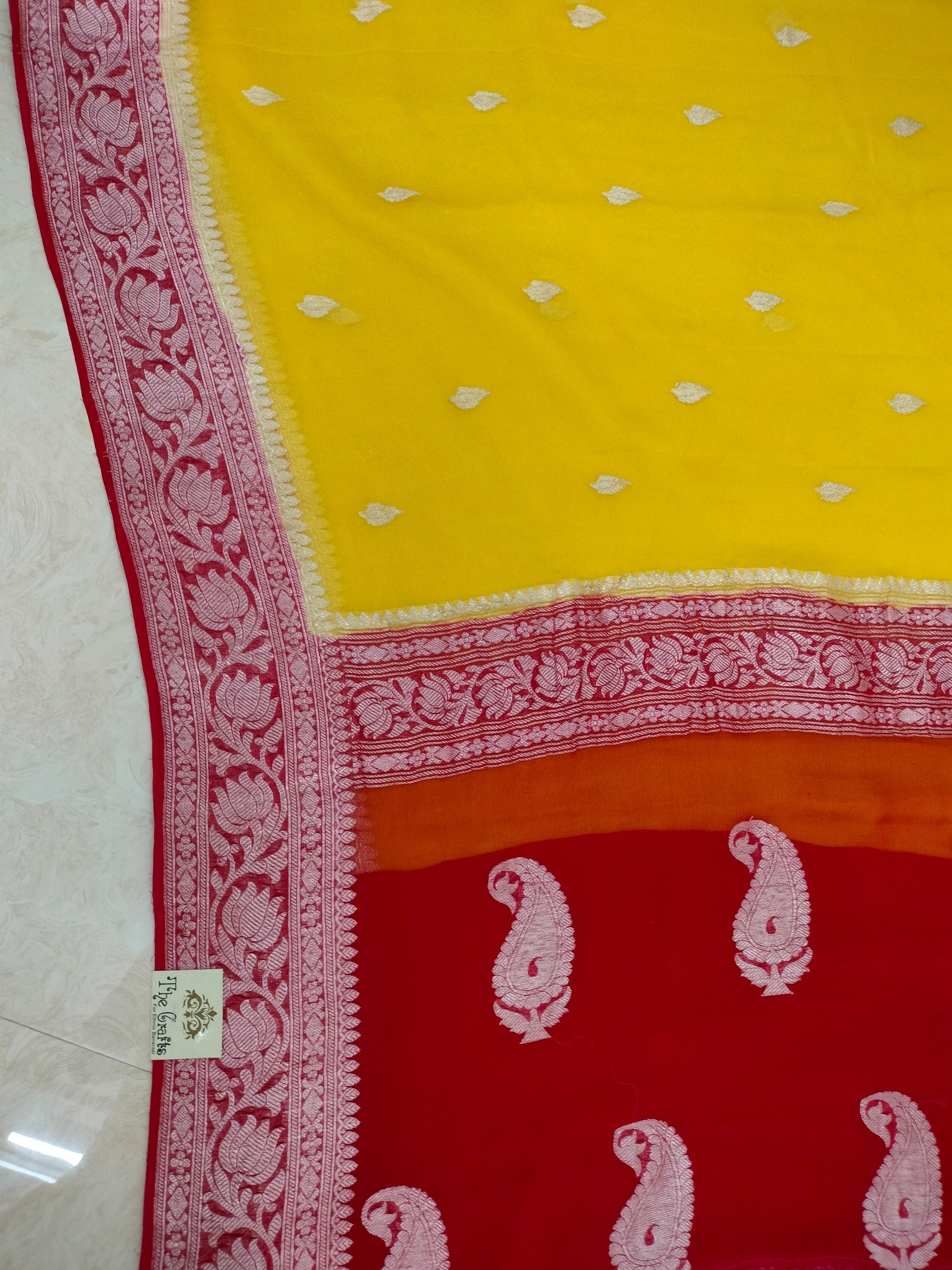 Pure Georgette Banarasi Handloom Saree - Silver Zari