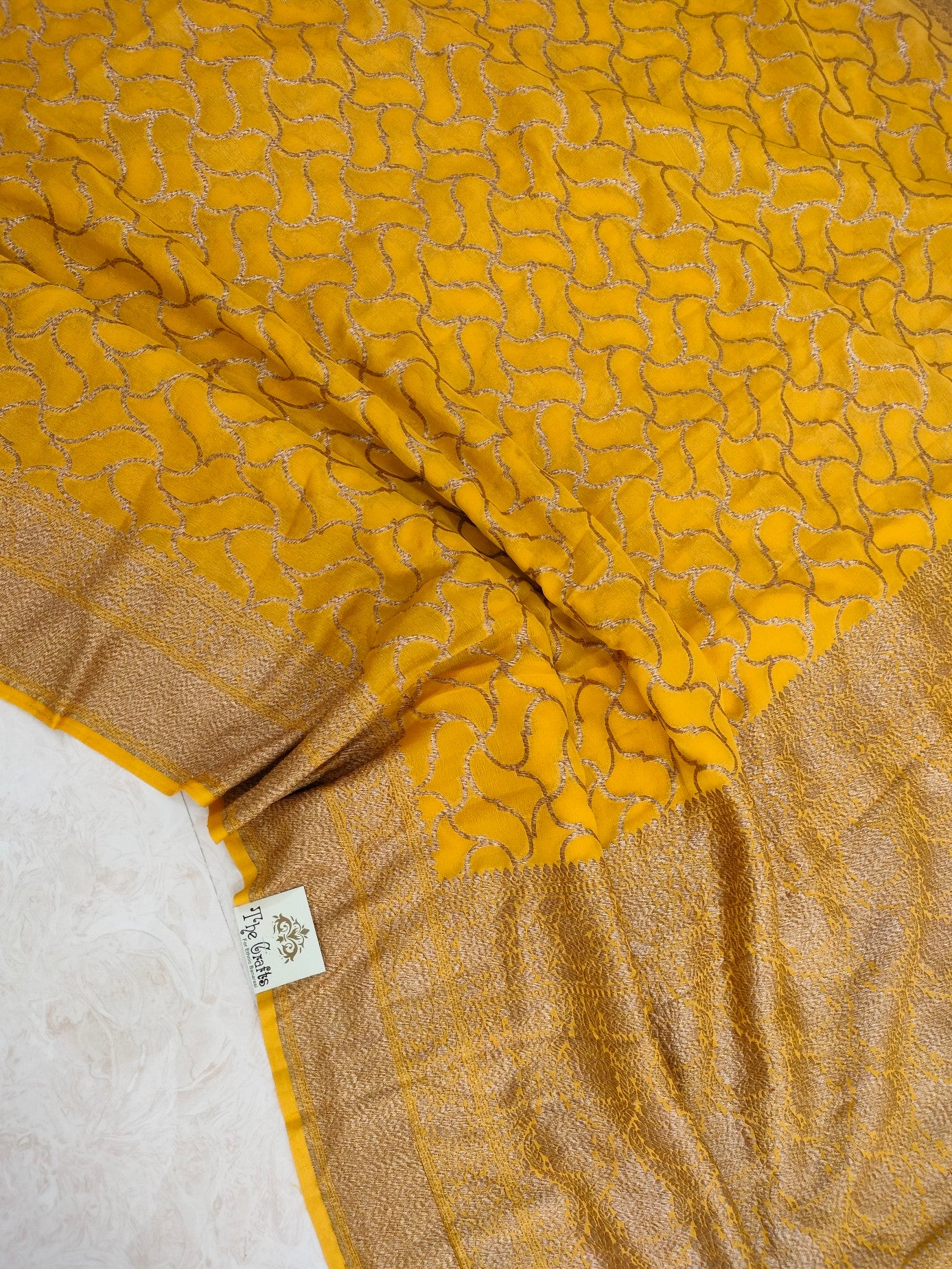 Khaddi Georgette Banarasi Saree - Antique Zari