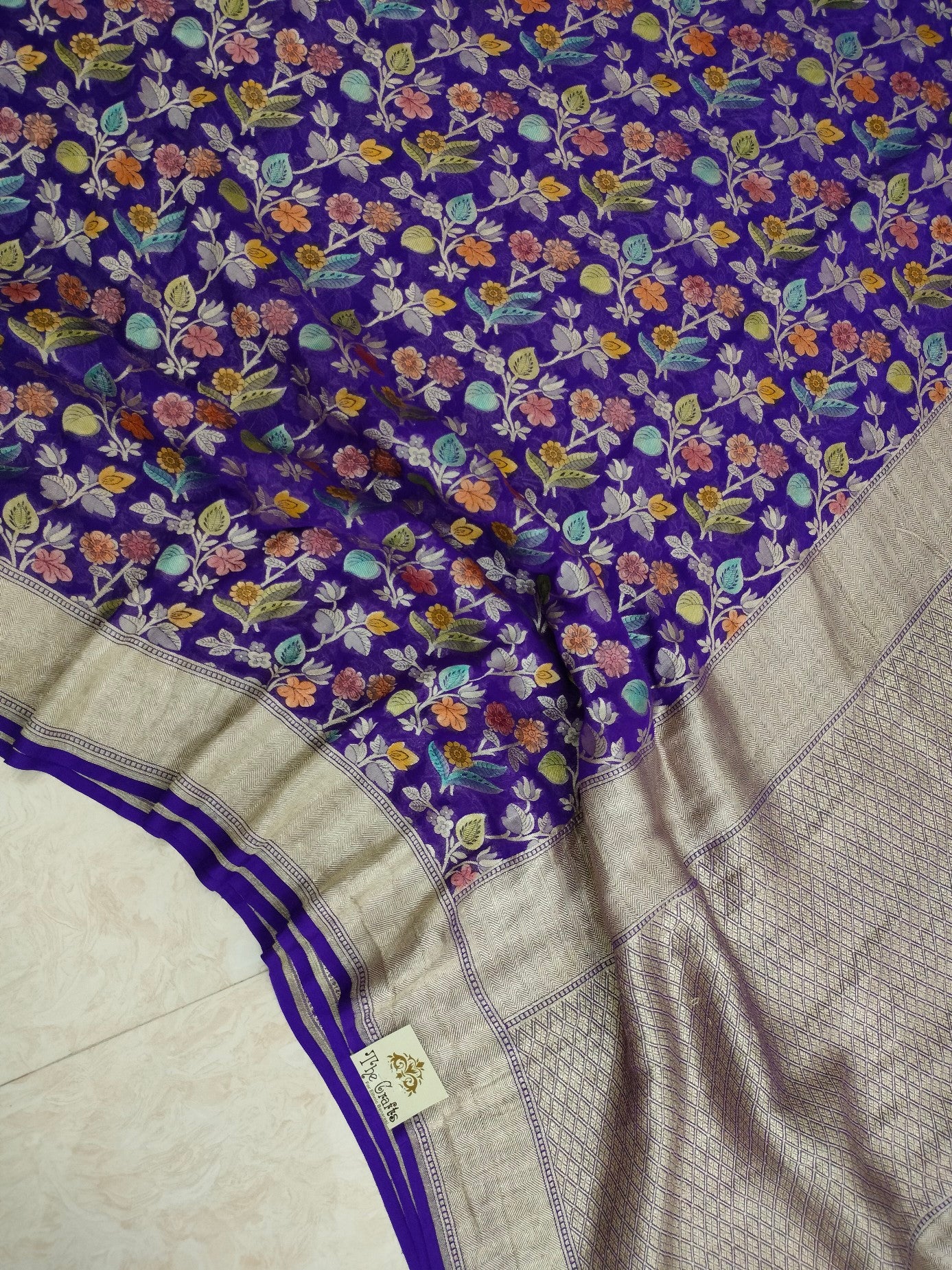 Khaddi Georgette Handloom Banarasi Saree