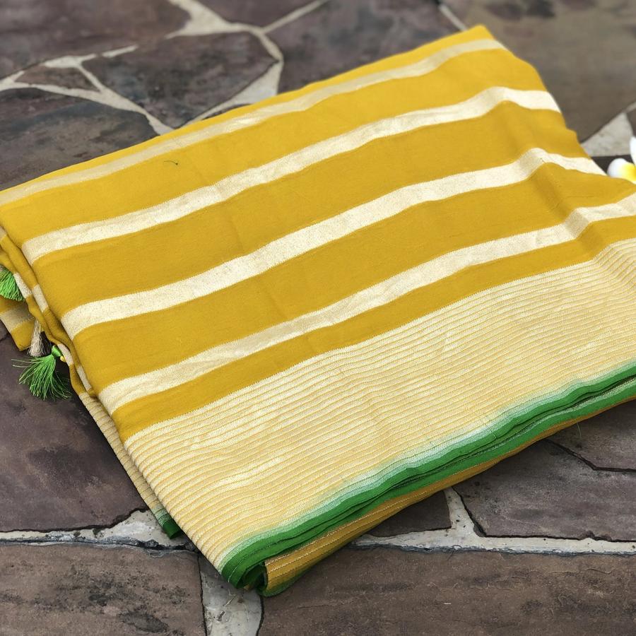 Khaddi Georgette Handloom Banarasi Saree - The Crafts Clothing