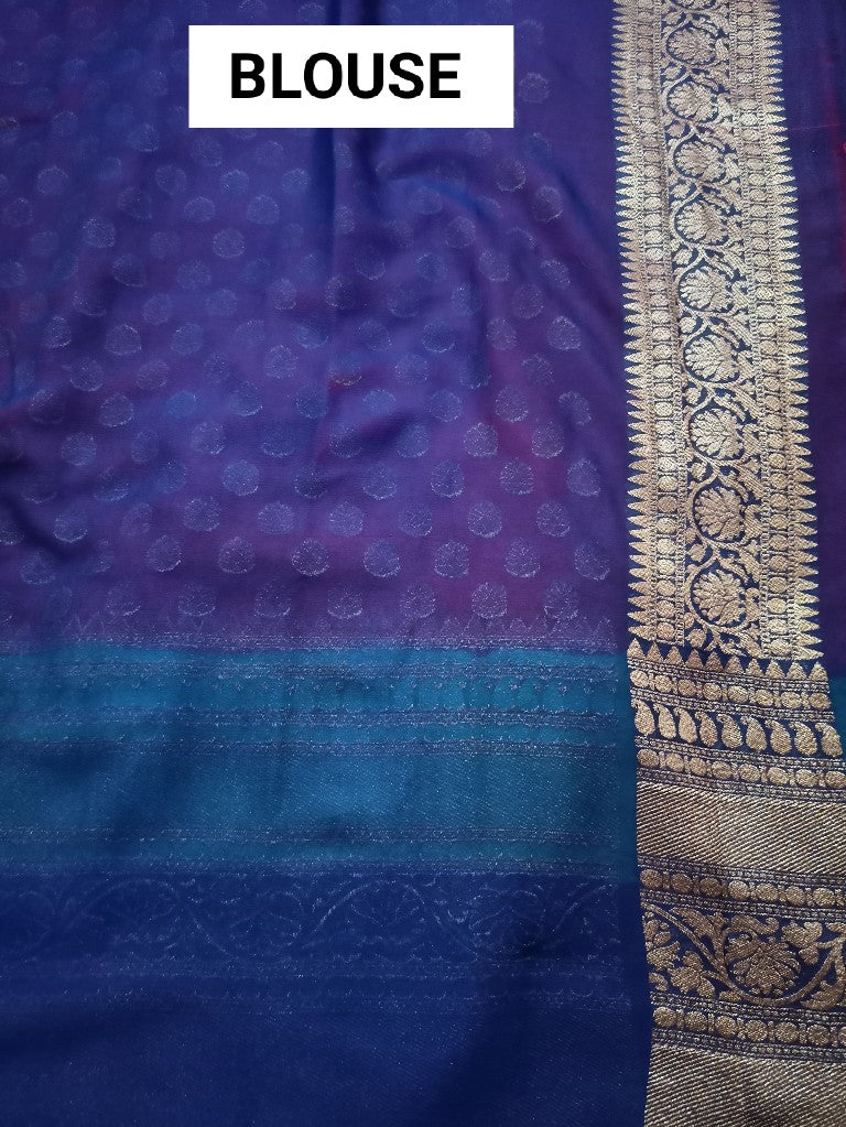 Khaddi Georgette Banarasi Saree - Antique Zari - The Crafts Clothing