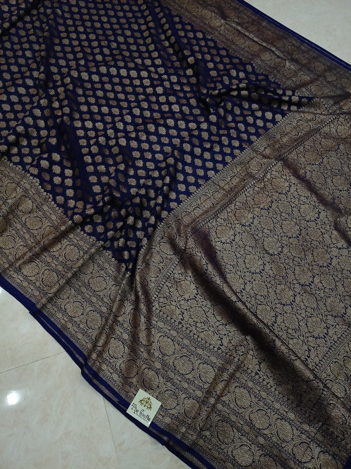 Khaddi Georgette Banarasi Saree - Antique Zari - The Crafts Clothing