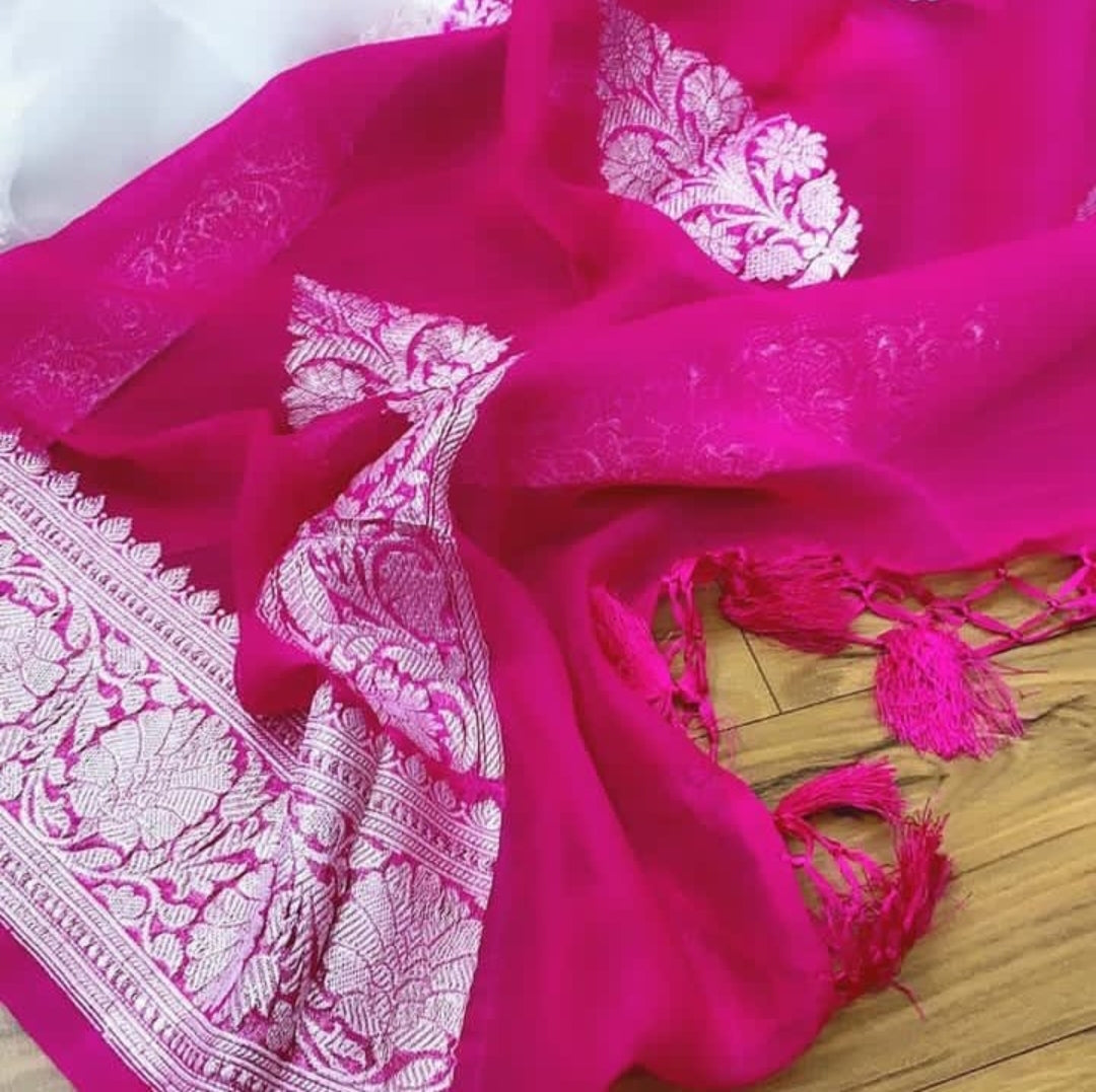 Pure Georgette Handloom Banarasi Saree