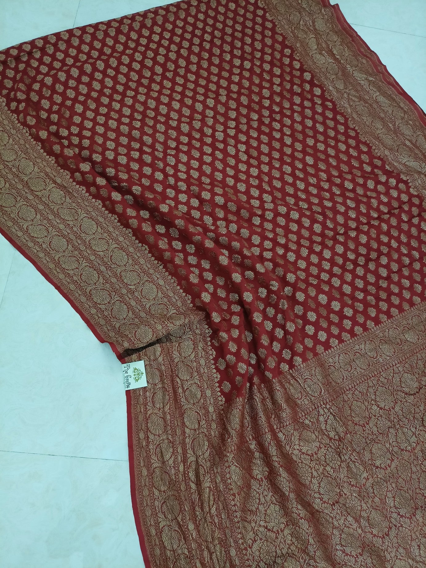 Khaddi Georgette Banarasi Saree - Antique Zari - The Crafts Clothing
