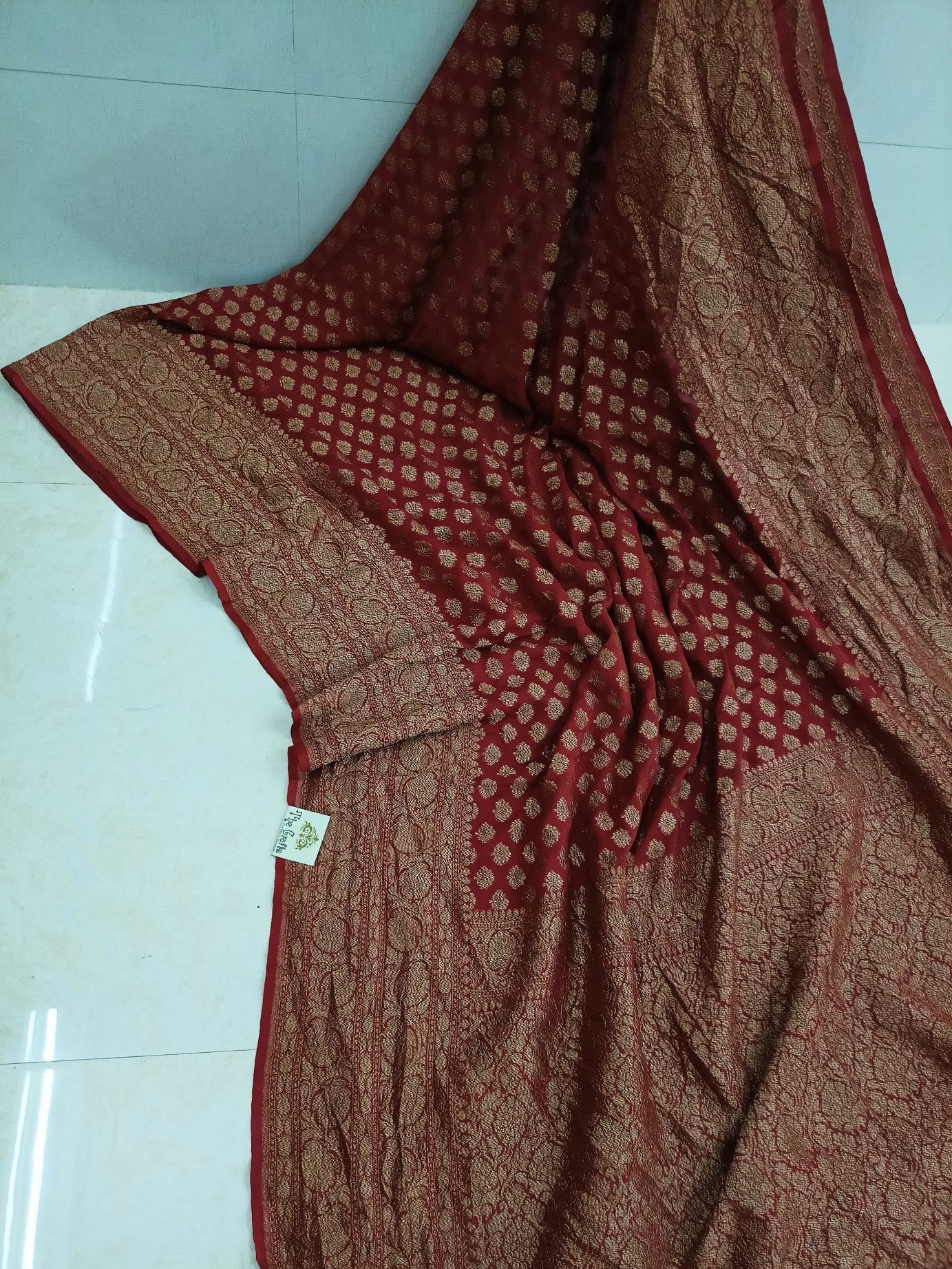 Khaddi Georgette Banarasi Saree - Antique Zari - The Crafts Clothing