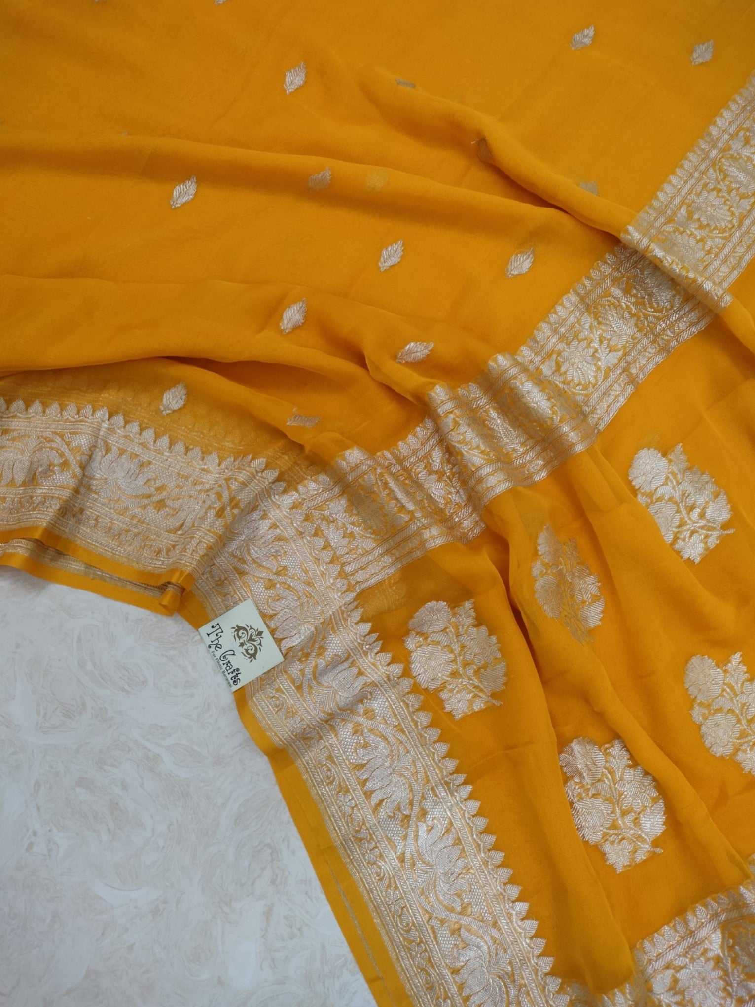 Pure Georgette Banarasi Saree - Silver Zari