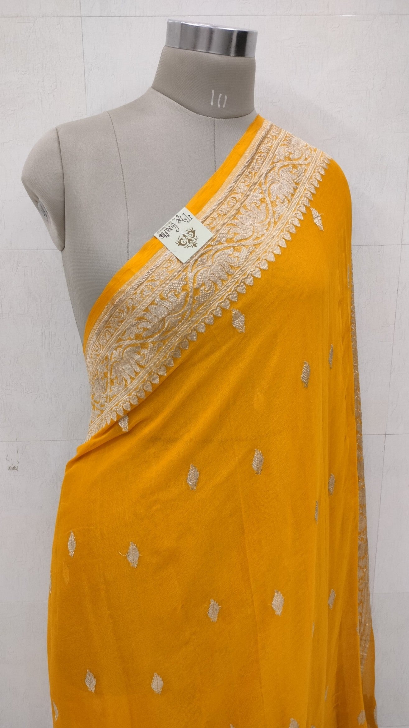 Pure Georgette Banarasi Saree - Silver Zari