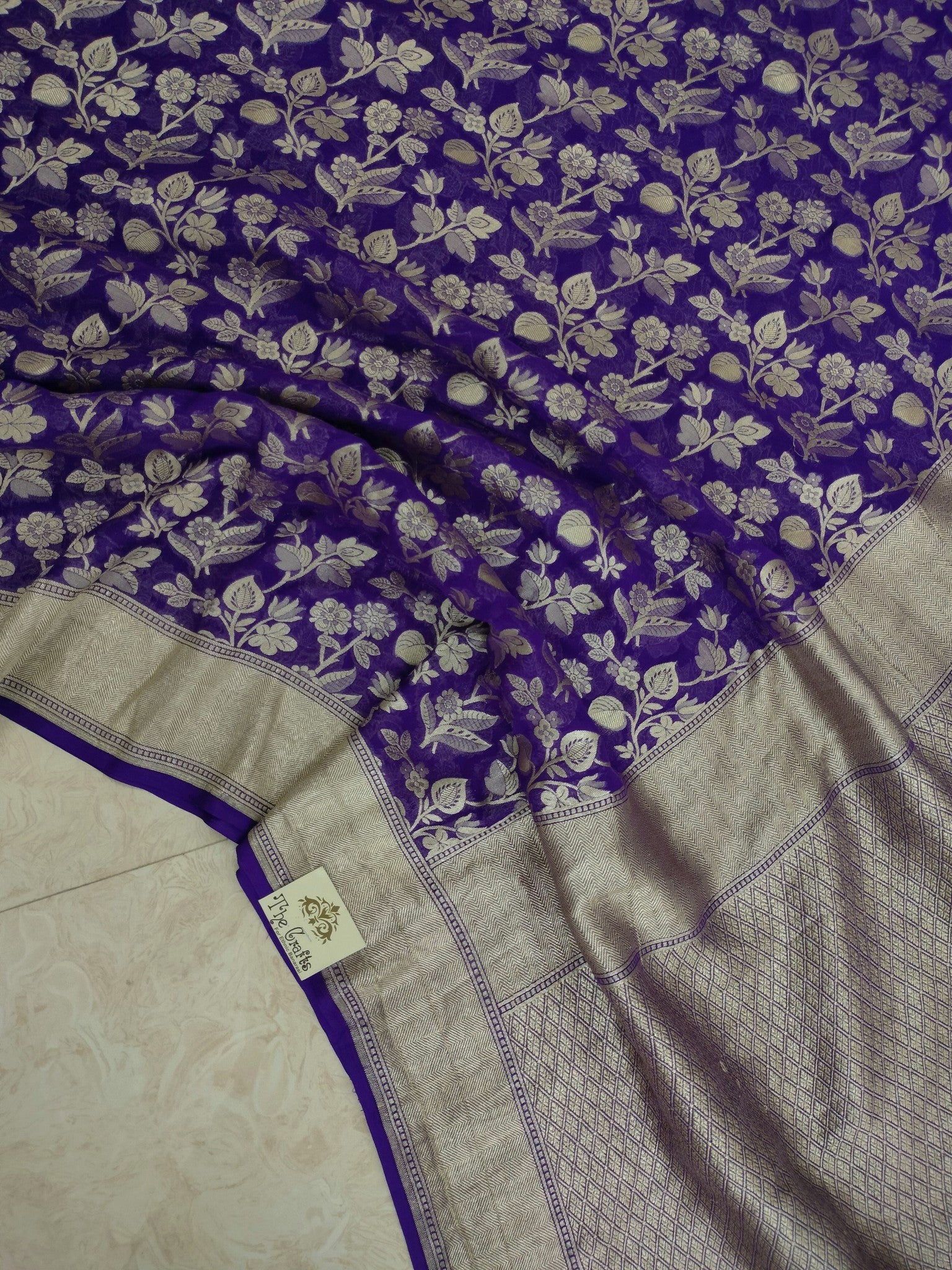 Khaddi Georgette Handloom Banarasi Saree