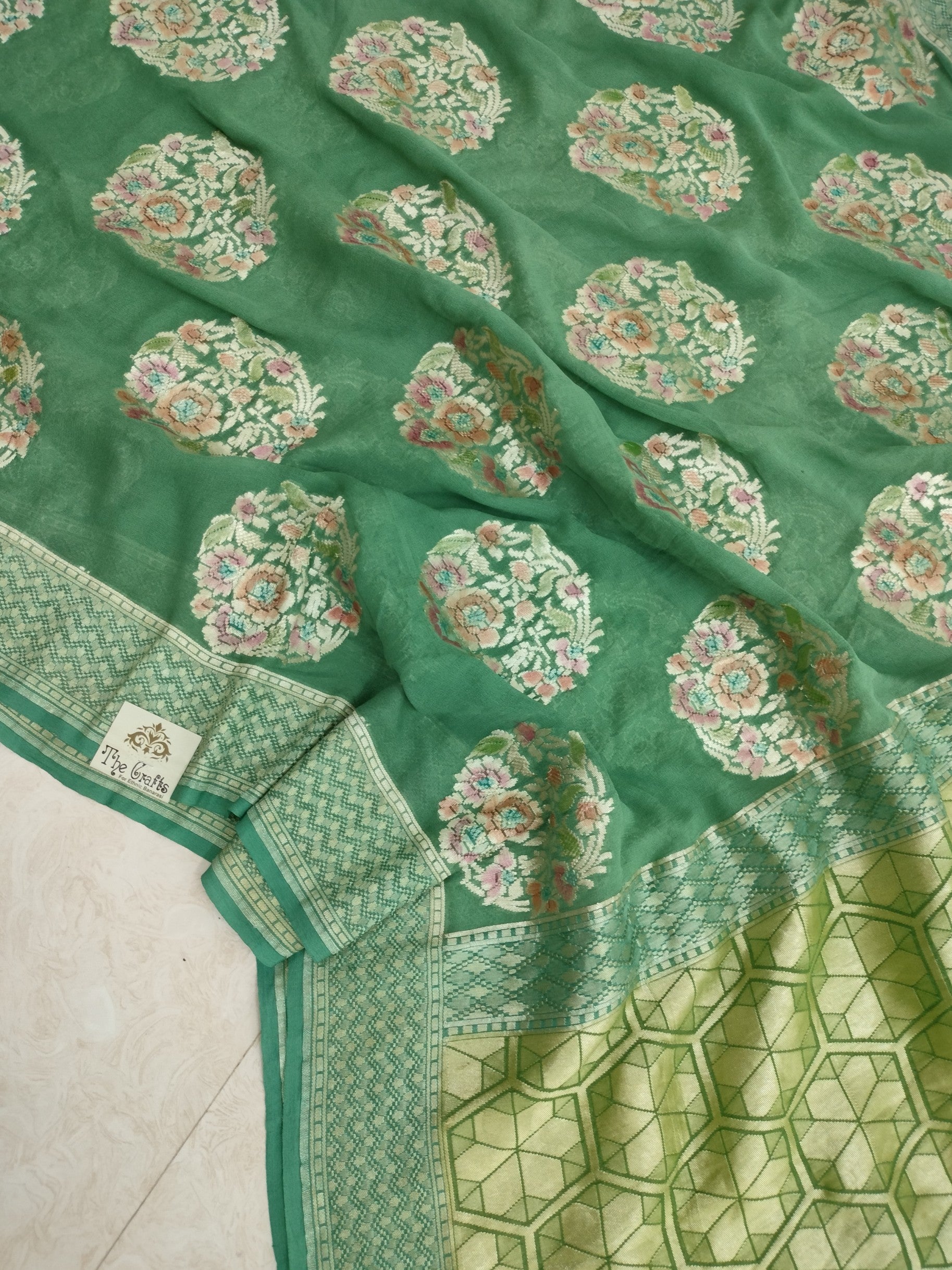 Khaddi Georgette Banarasi Saree - Water Zari