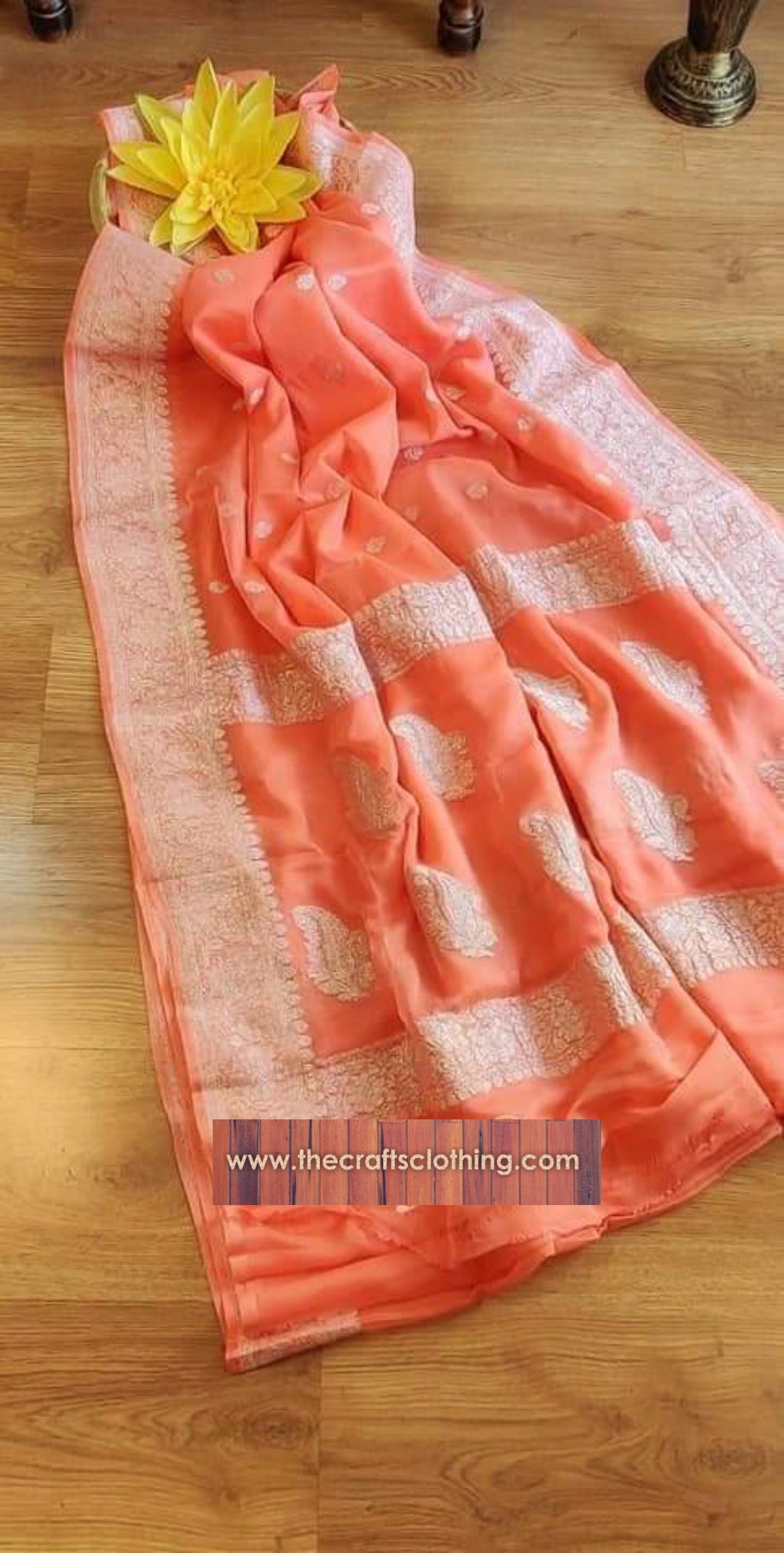 Pure Georgette Handloom Saree Banarasi - The Crafts Clothing