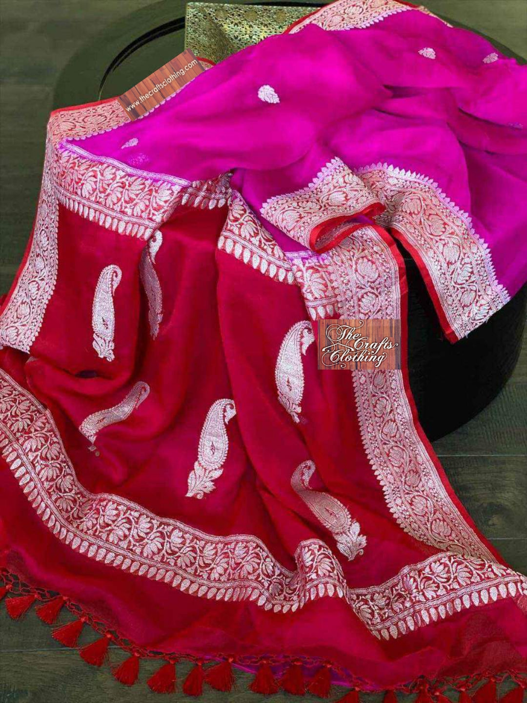 Pure Georgette Handloom Banarasi Saree - The Crafts Clothing