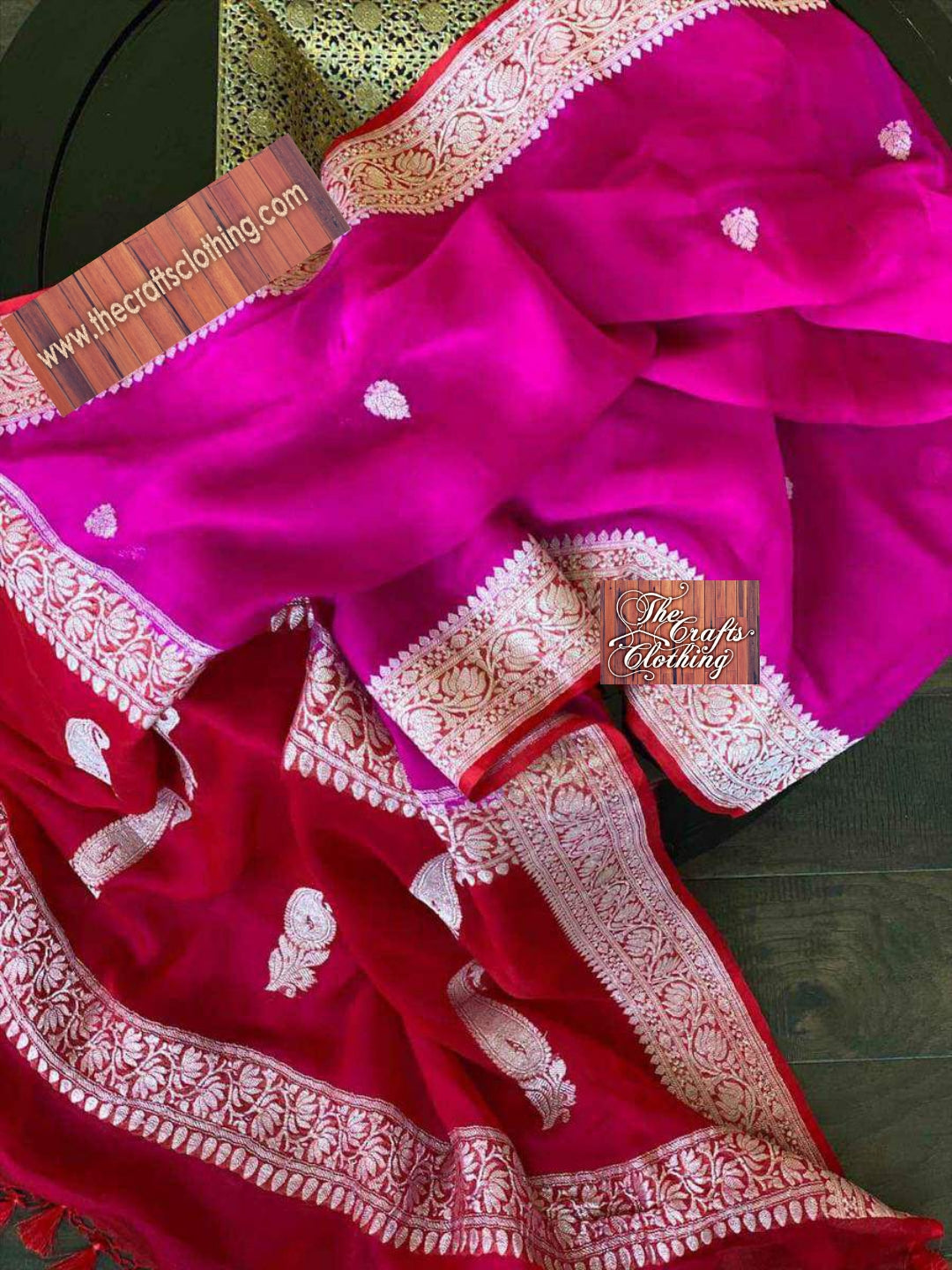 Pure Georgette Handloom Banarasi Saree - The Crafts Clothing