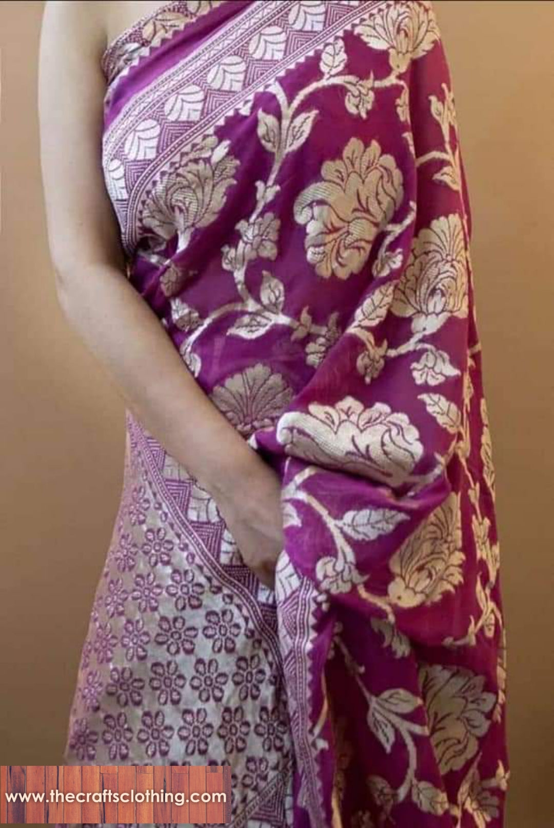 Khaddi Georgette Handloom Banarasi Saree - The Crafts Clothing