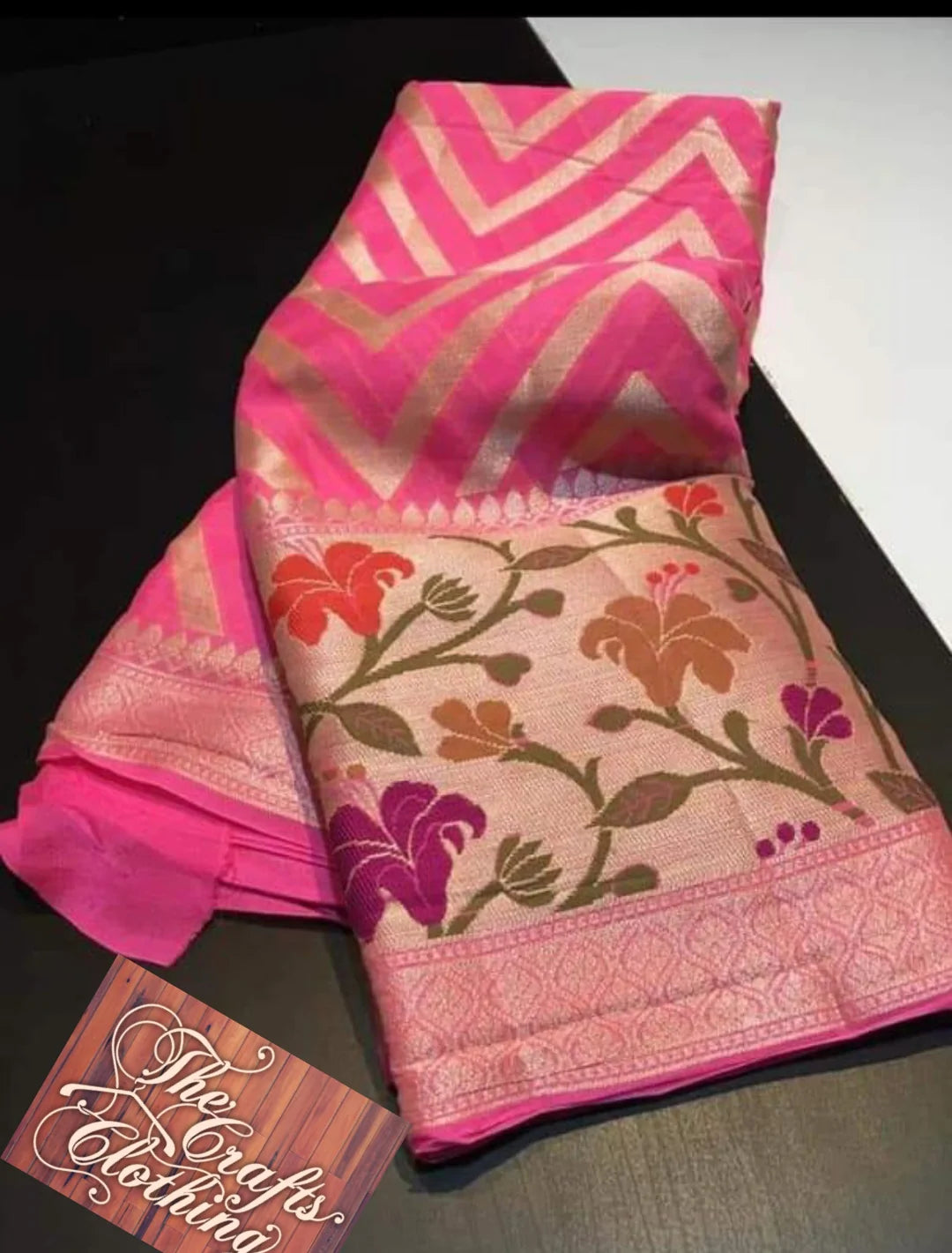 Pure Khaddi Chiffon Banarasi Saree - The Crafts Clothing