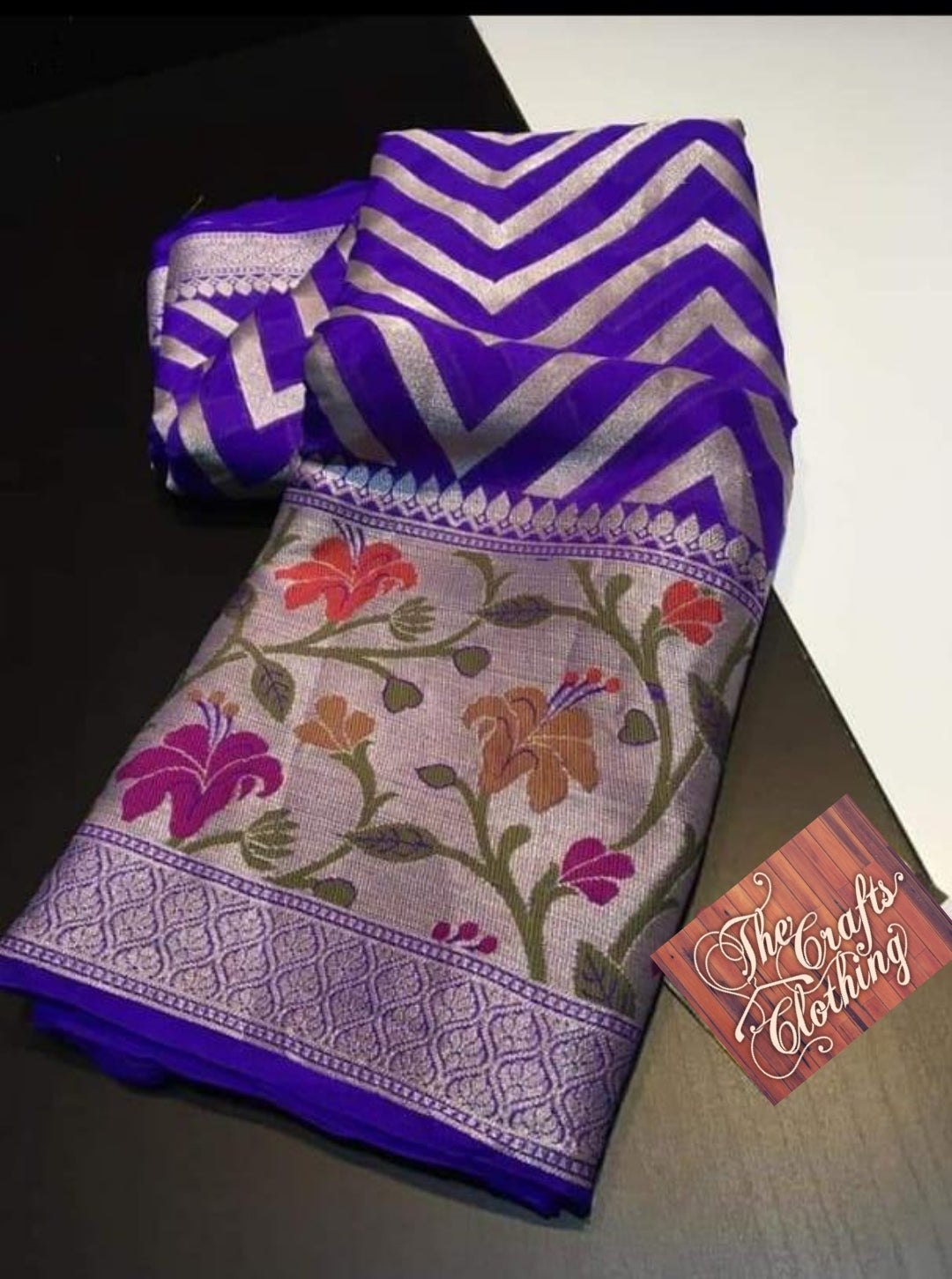 Pure Khaddi Chiffon Banarasi Saree - The Crafts Clothing