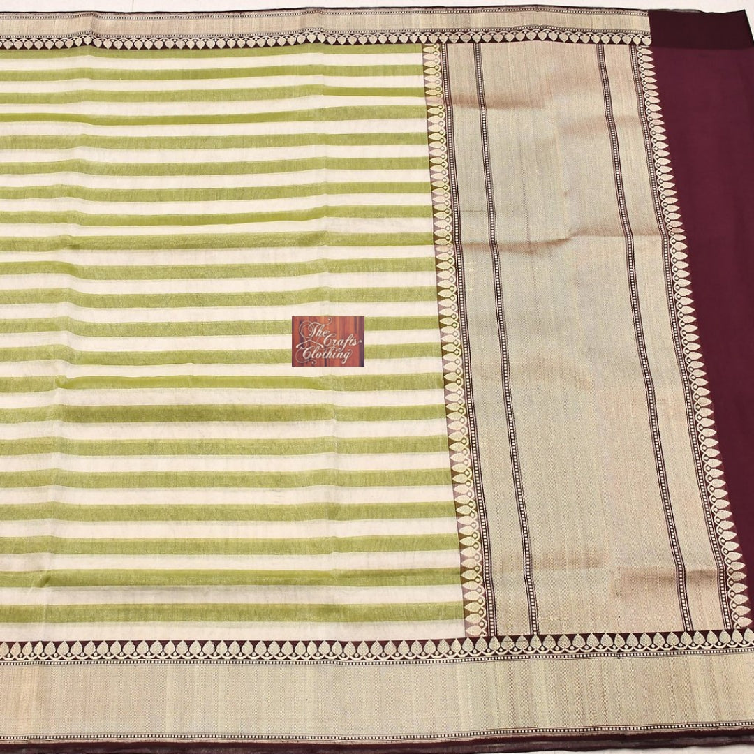 Pure Tissue Silk Banarasi Saree with Katan border - The Crafts Clothing