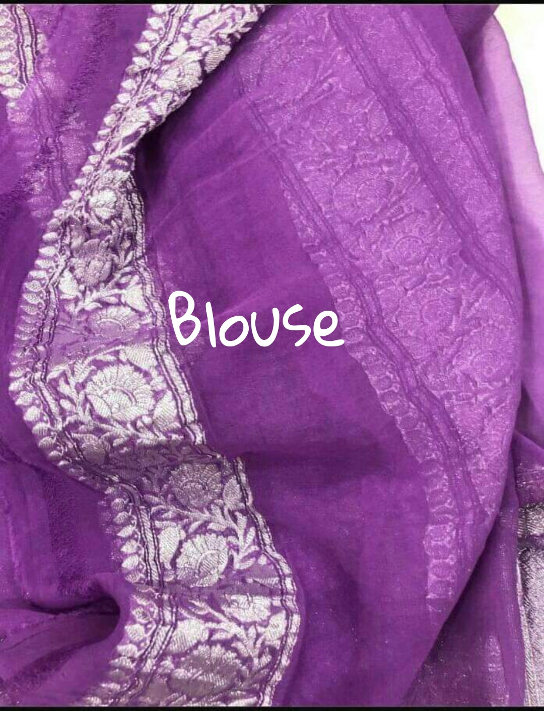 Pure Georgette Banarasi Saree - Silver Zari - The Crafts Clothing