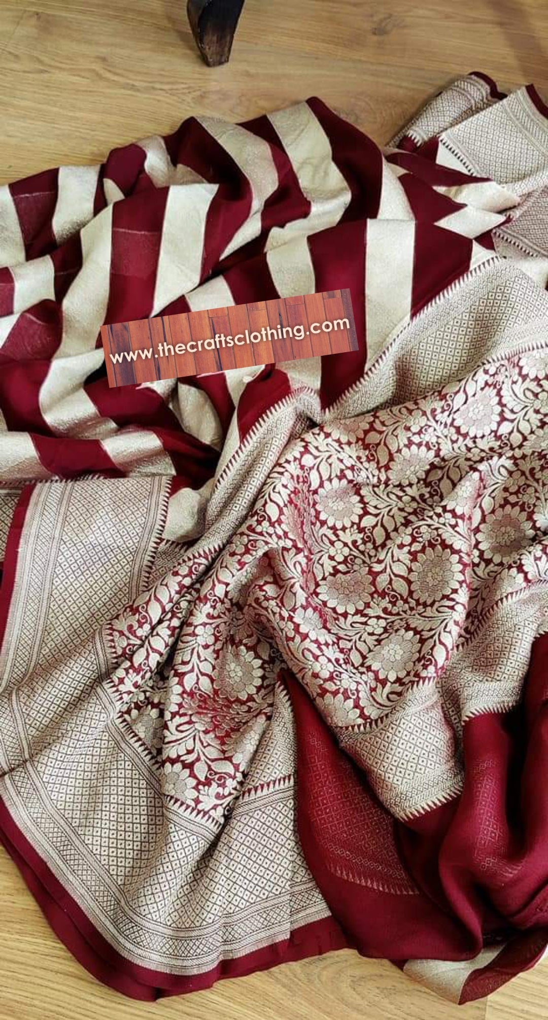 Khaddi Georgette Banarasi Saree - Water Zari - The Crafts Clothing