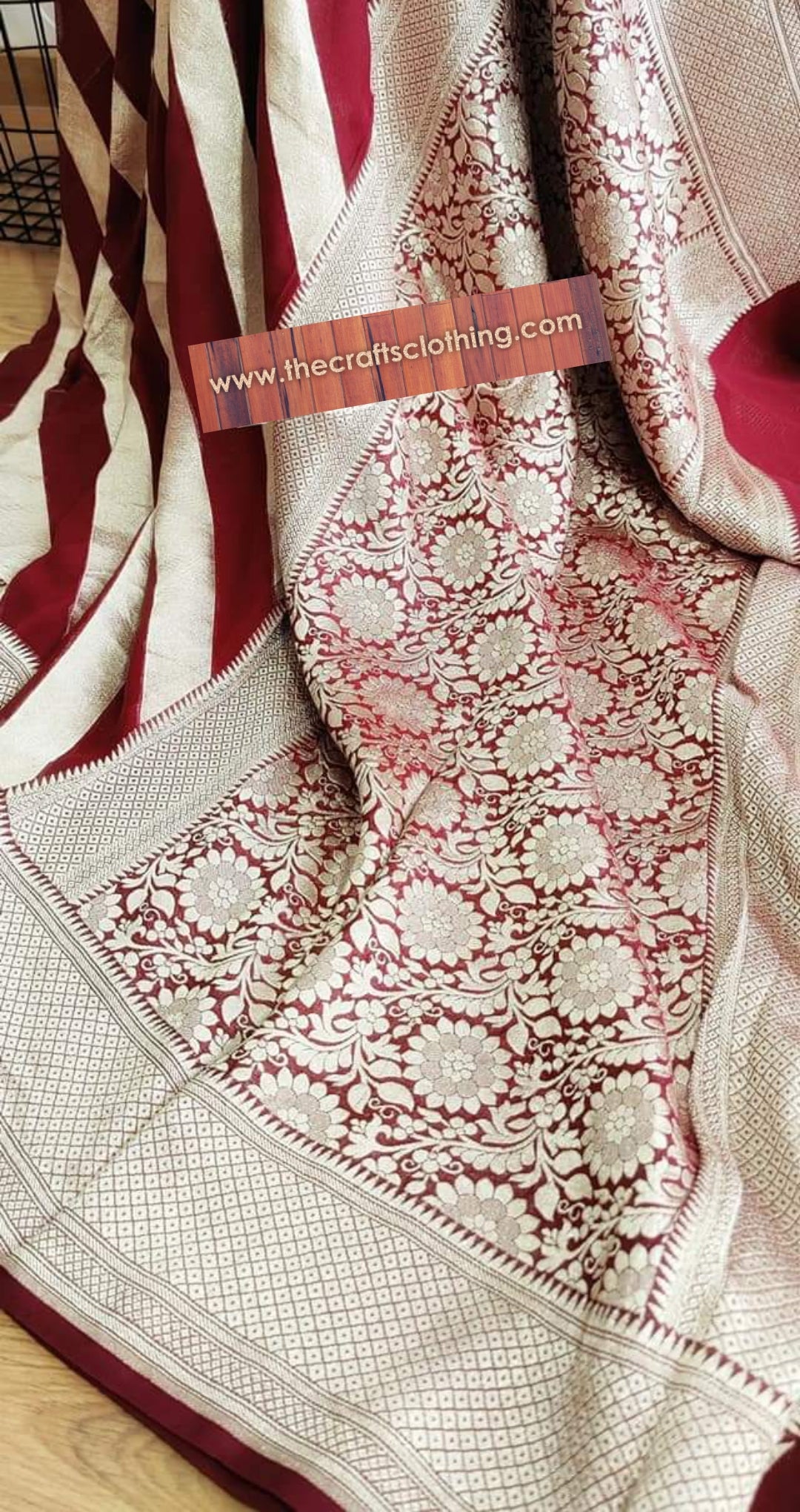 Khaddi Georgette Banarasi Saree - Water Zari - The Crafts Clothing