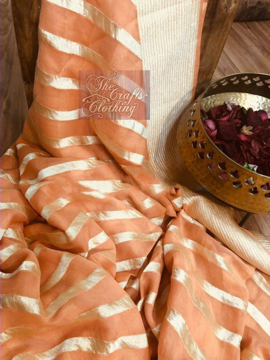 Khaddi Georgette Handloom Banarasi Saree - The Crafts Clothing