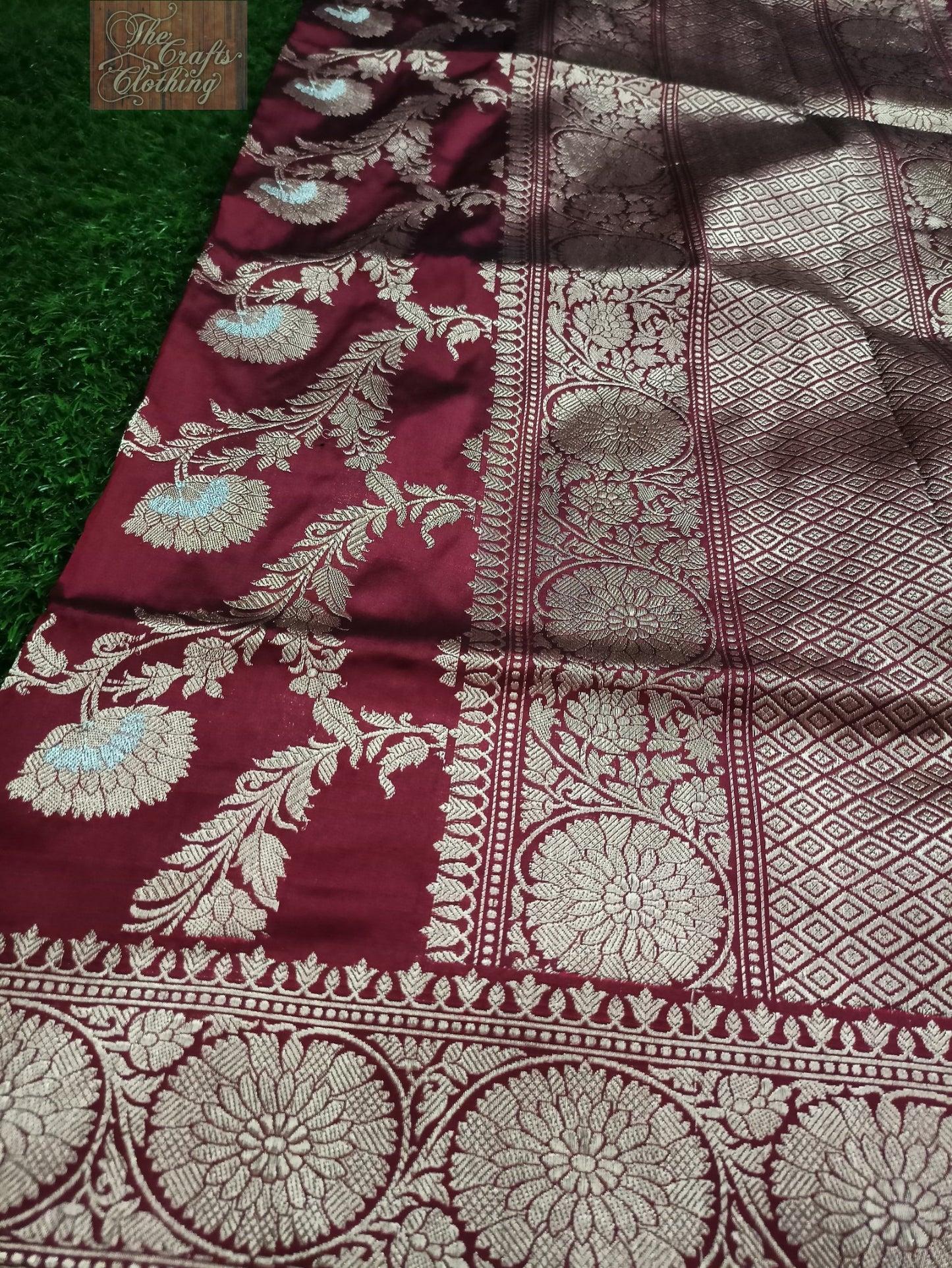 Pure Katan Silk Banarasi Handloom Kadhua Dupatta - Jangla - The Crafts Clothing