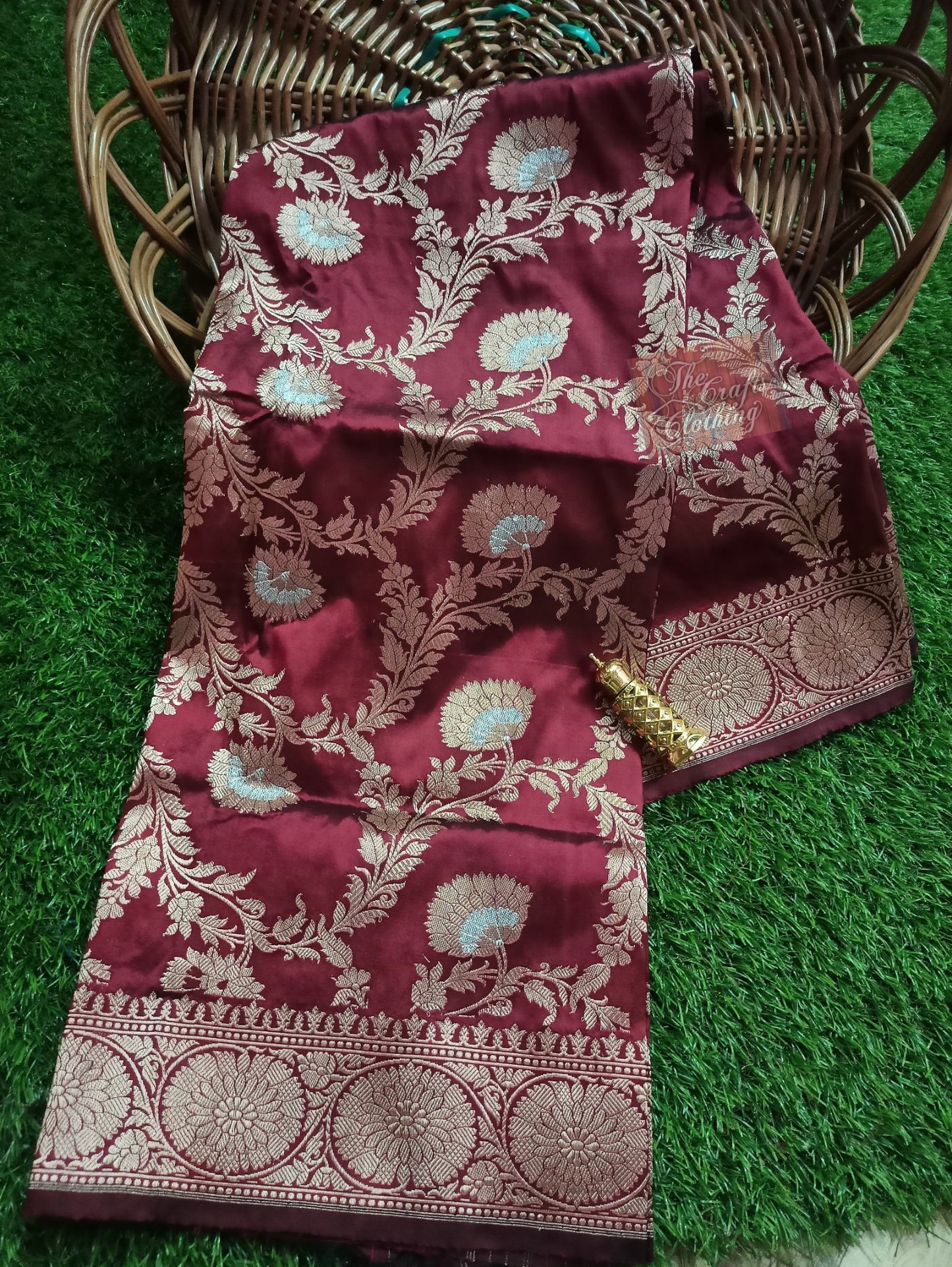 Pure Katan Silk Banarasi Handloom Kadhua Dupatta - Jangla - The Crafts Clothing