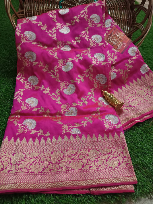 Pure Katan Silk Banarasi Handloom Kadwa Dupatta - Jangla - The Crafts Clothing