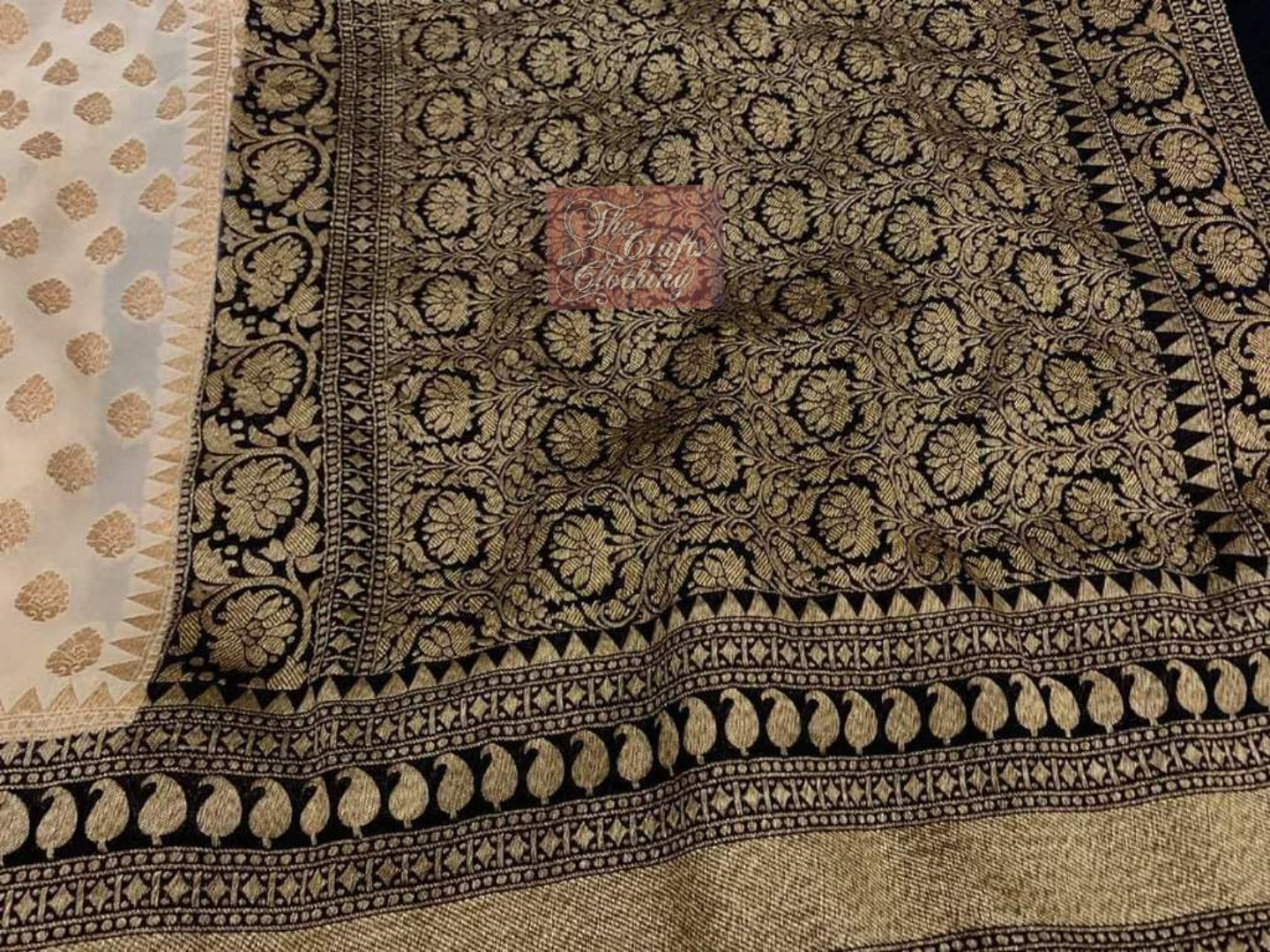 Khaddi Georgette Banarasi Saree - Antique Zari - The Crafts Clothing