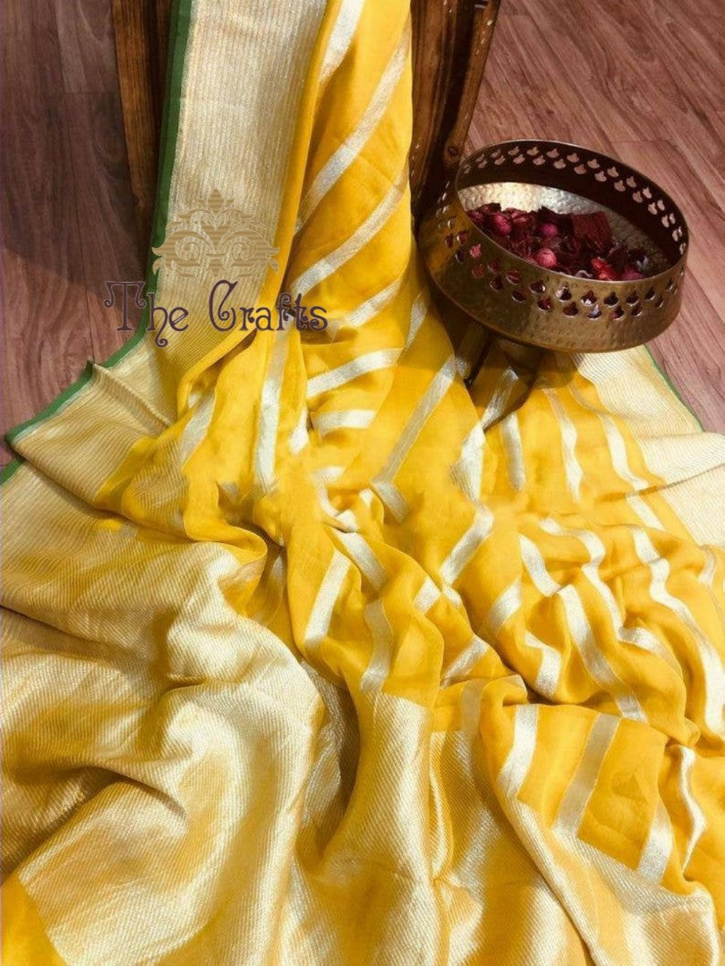 Khaddi Georgette Handloom Banarasi Saree - The Crafts Clothing