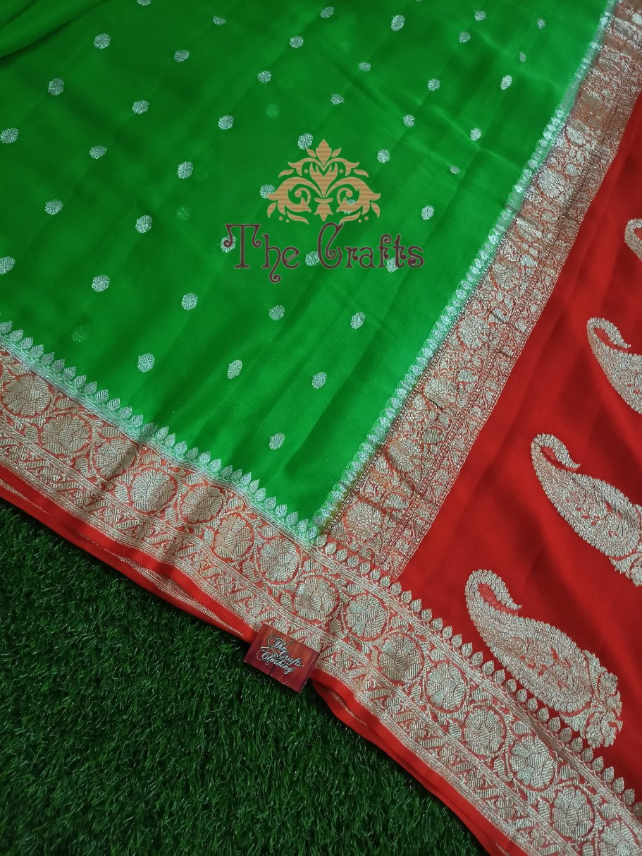 Pure Georgette Handloom Banarasi Saree - The Crafts Clothing