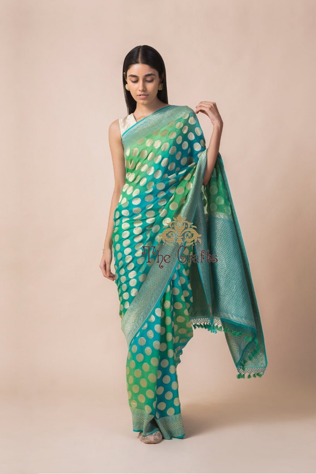 Khaddi Georgette Handloom Banarasi Saree - Water Zari - The Crafts Clothing