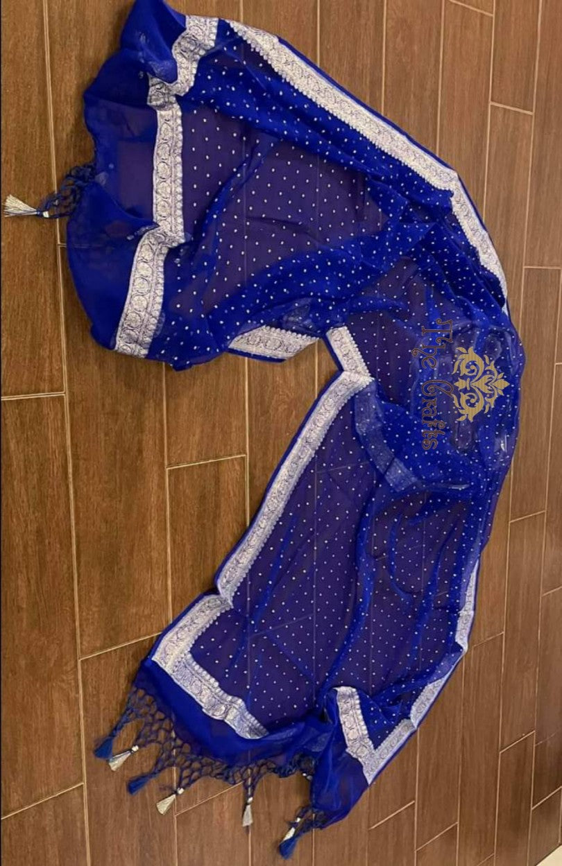 Khaddi Georgette Banarasi Handloom Dupatta - The Crafts Clothing