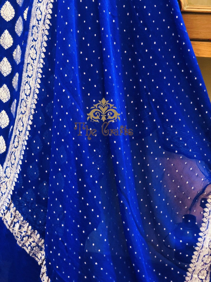 Khaddi Georgette Banarasi Handloom Dupatta - The Crafts Clothing