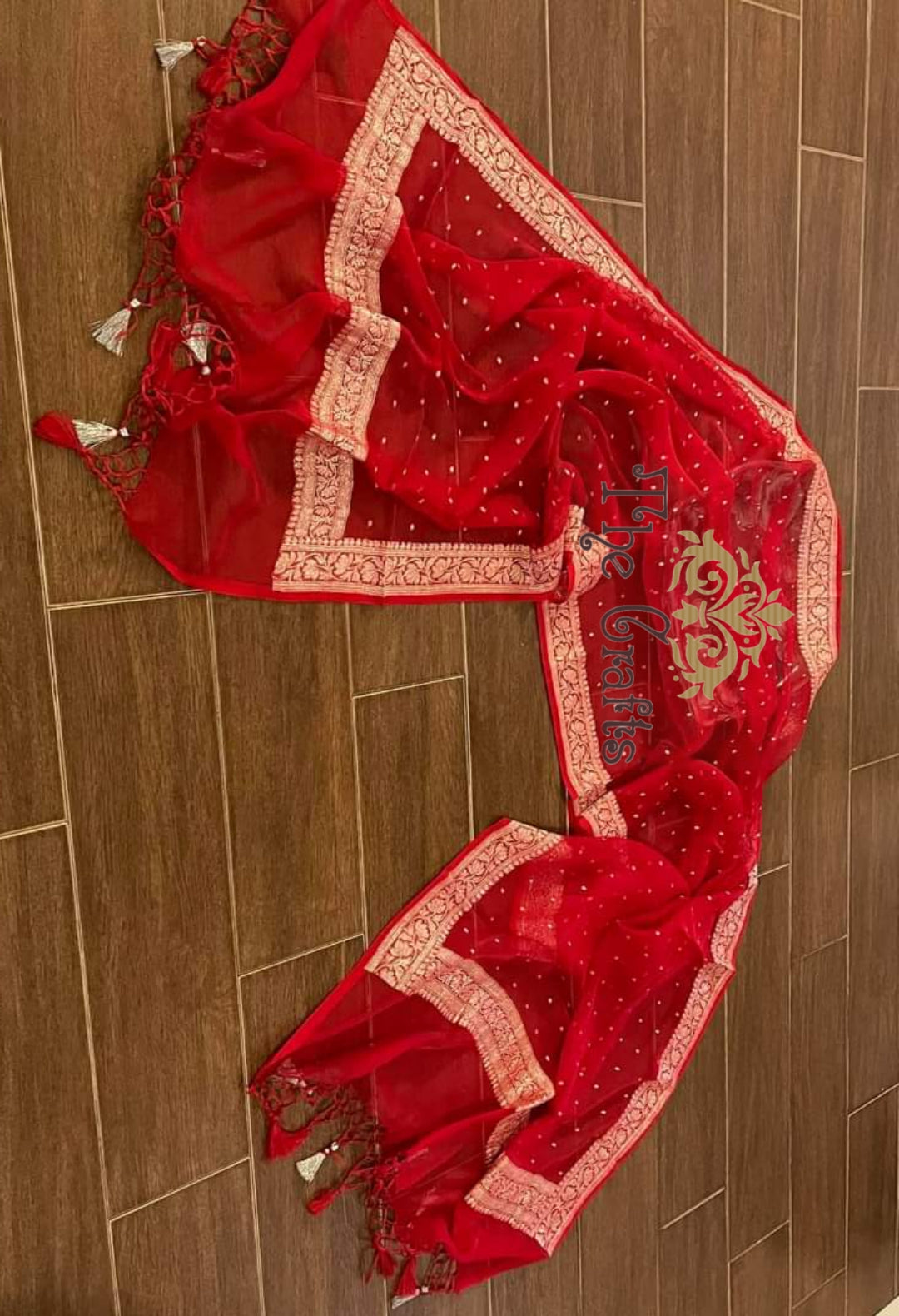 Khaddi Georgette Banarasi Handloom Dupatta - The Crafts Clothing