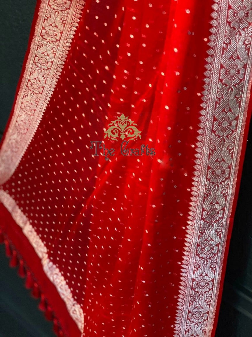 Khaddi Georgette Banarasi Handloom Dupatta - The Crafts Clothing