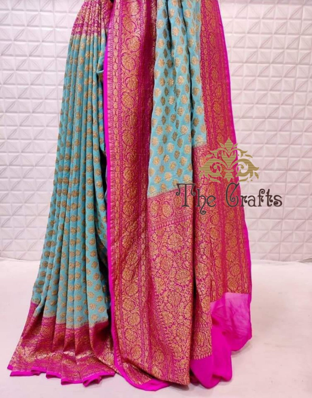 Khaddi Georgette Banarasi Saree - Antique Zari - The Crafts Clothing