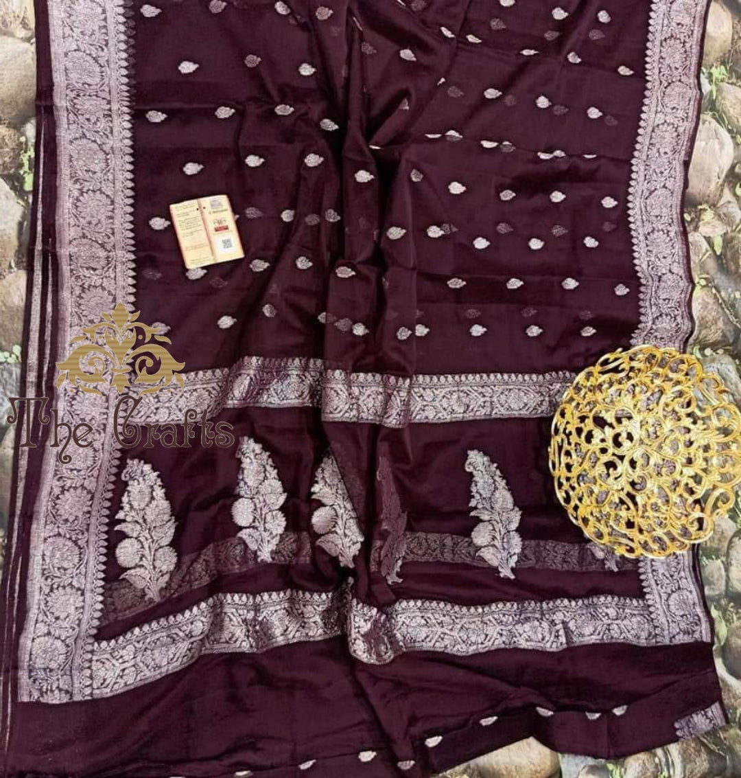 Pure Georgette Handloom Banarasi Saree - The Crafts Clothing